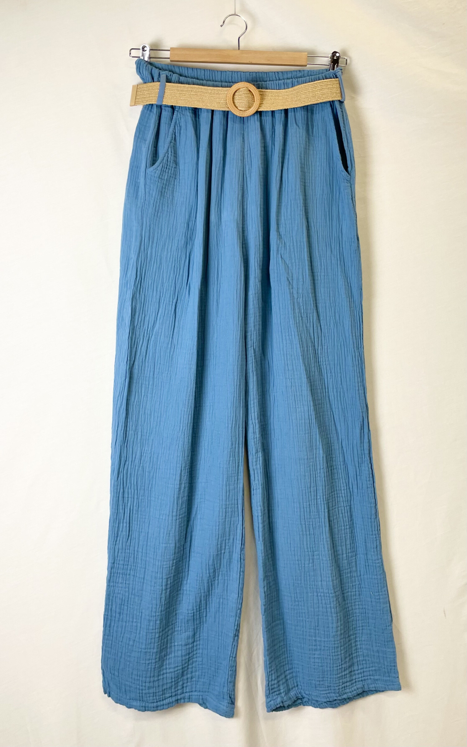 Grossista Catherine Style - Pantaloni di garza di cotone su una cintura in camicia