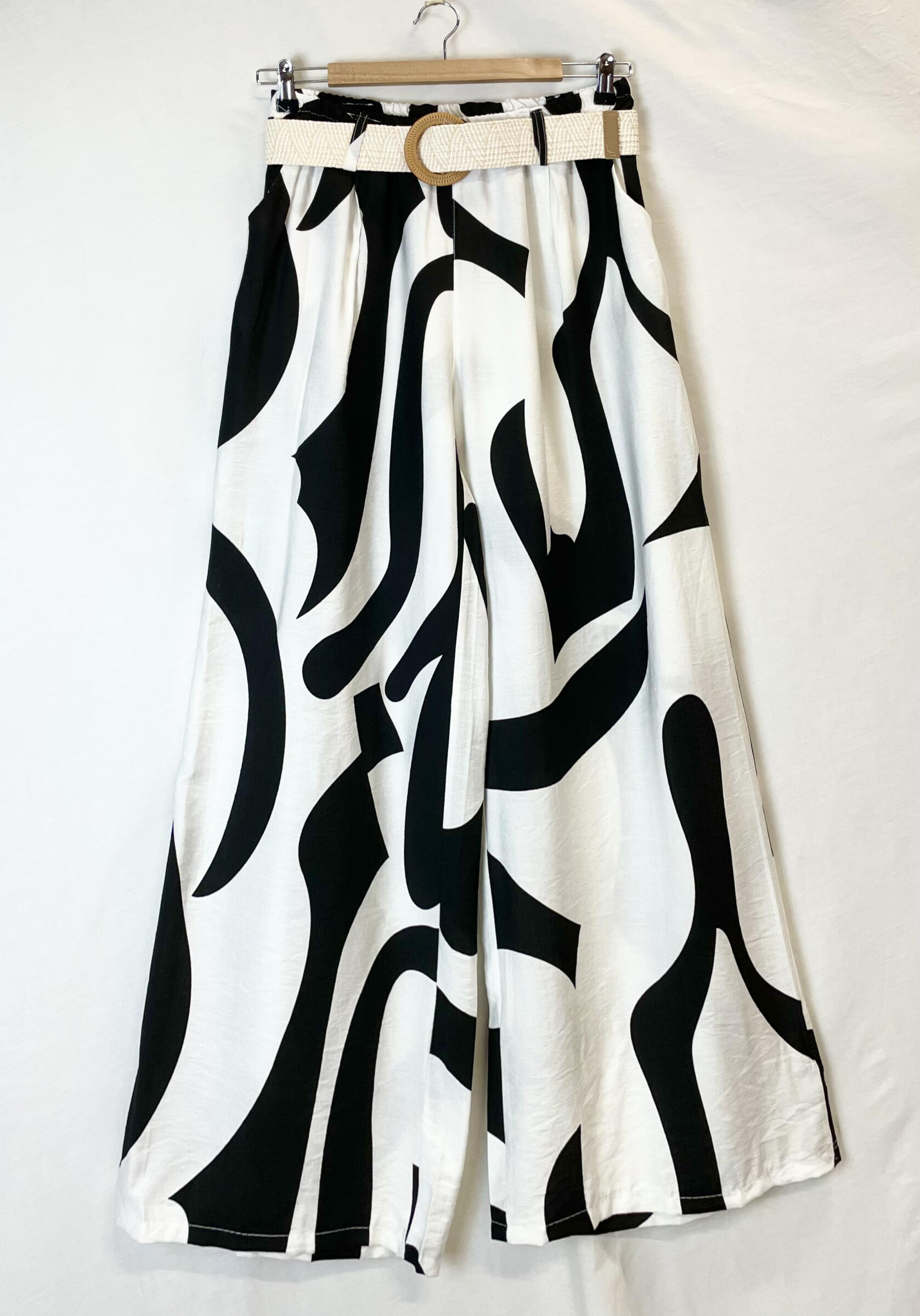 Grossista Catherine Style - Pantaloni in crepe bicolore con cintura a tasca.