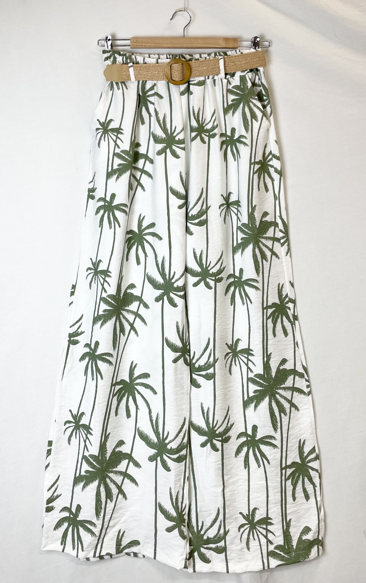 Wholesaler Catherine Style - Coconut print fluid pants with a poached belt