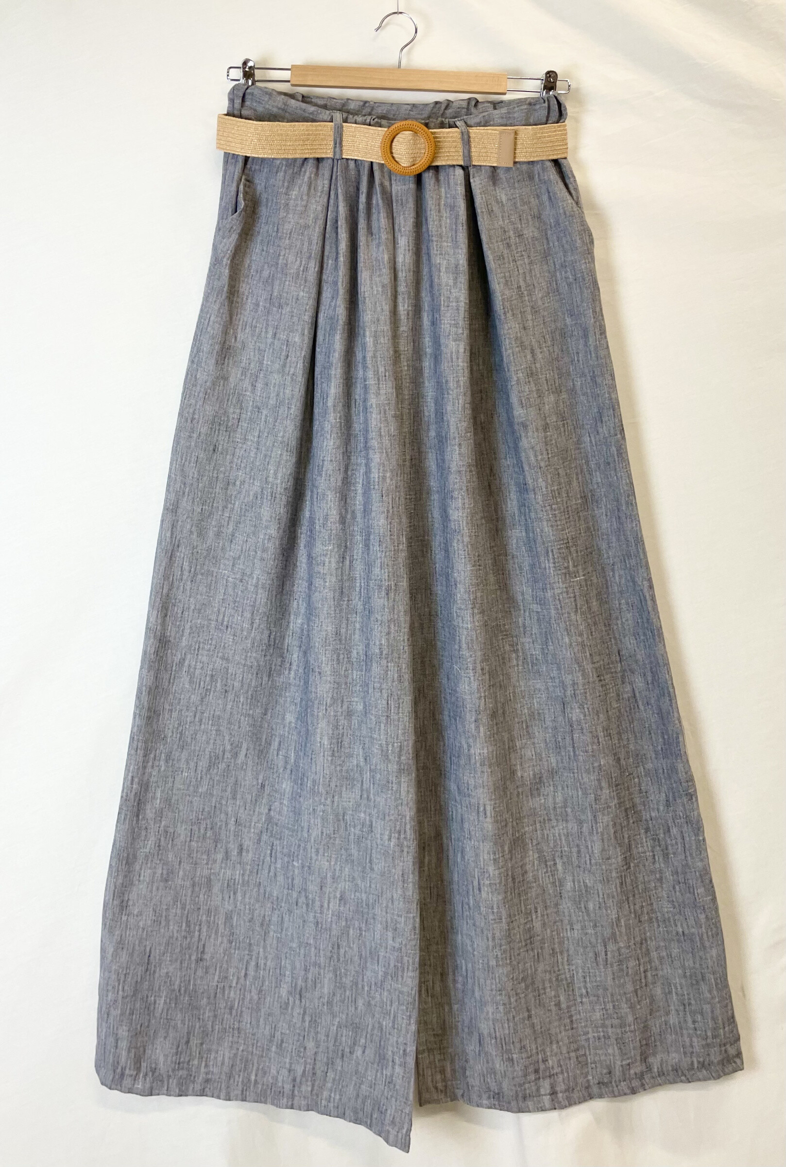 Grossiste Catherine Style - Pantalon fluide en viscoe et lin poché à ceinture