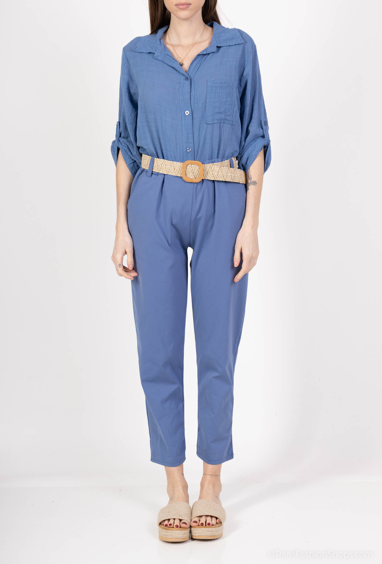 Grossiste Catherine Style - Pantalon chino élastiqué poché à ceinture