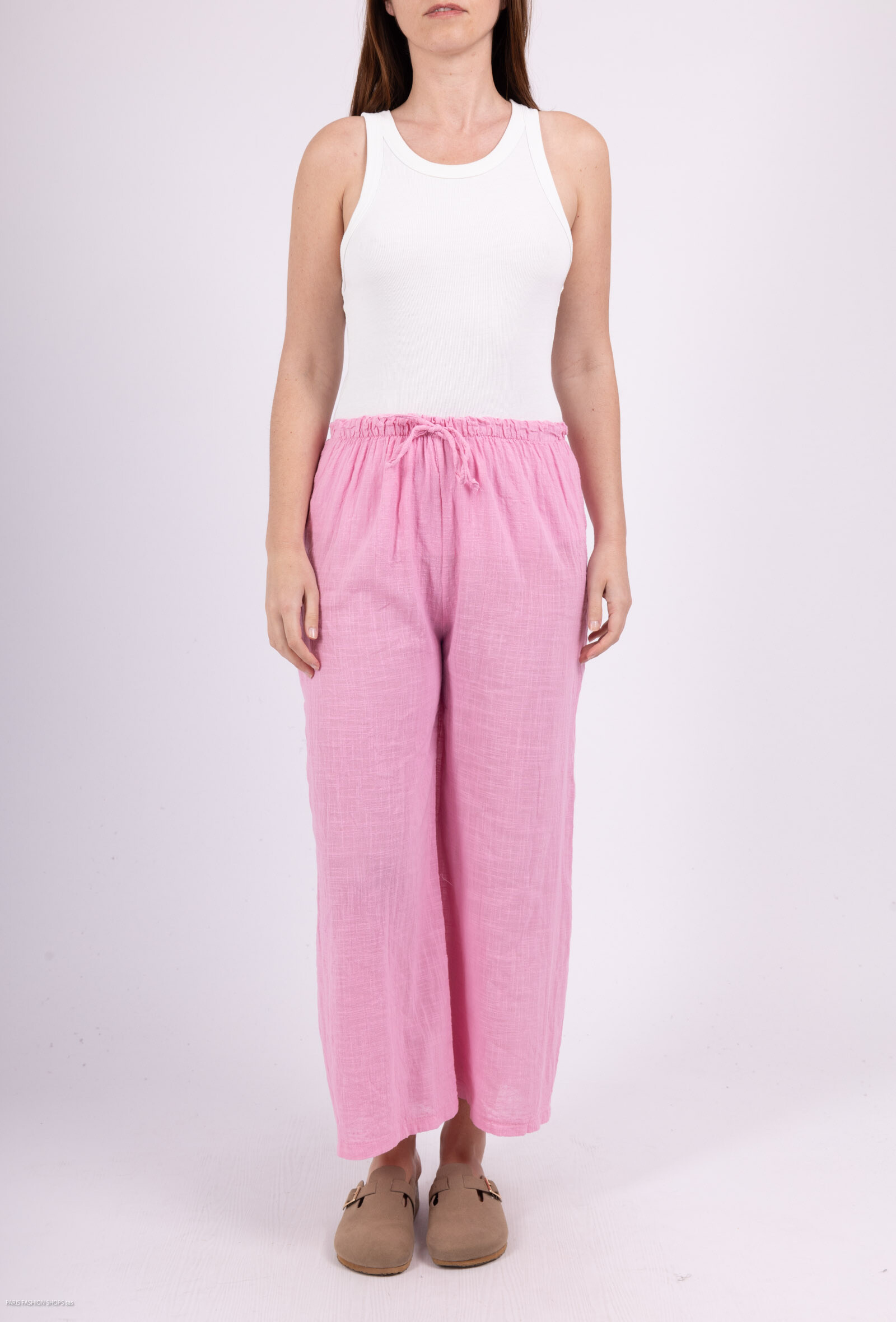 Wholesaler Catherine Style - Large pants in decorative lace cotton canvas