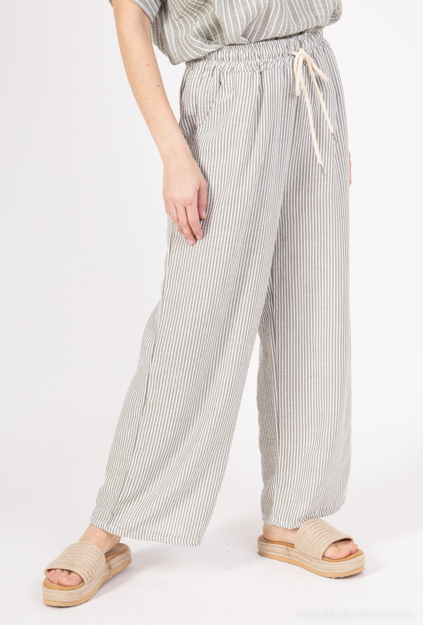 Wholesaler Catherine Style - Fluid stripe pants in cord poached