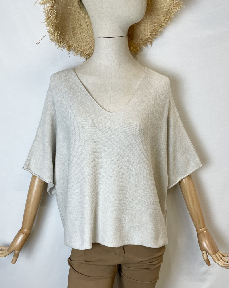 Grossiste Catherine Style - Pulls kimono texture ample à manche courtes