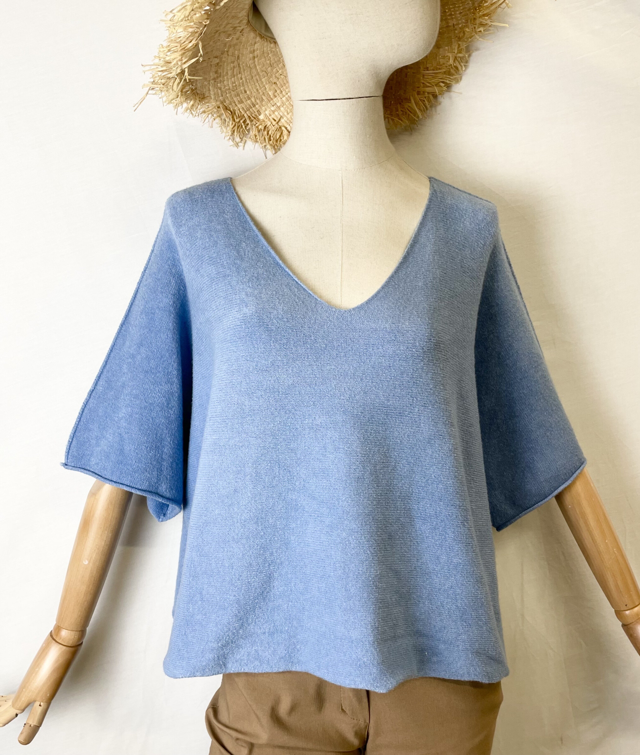 Grossiste Catherine Style - Pulls kimono texture ample à manche courtes