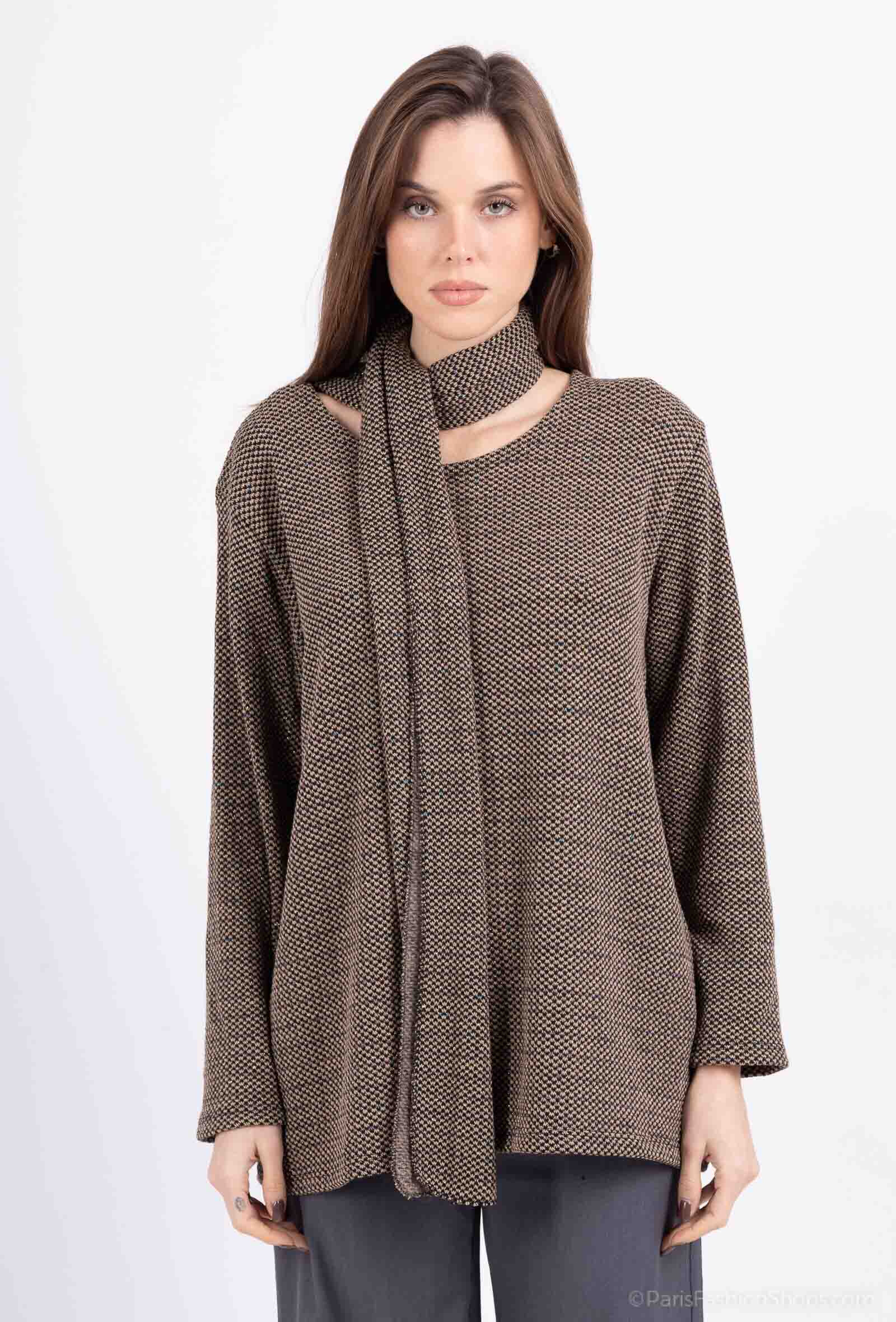 Grossiste Catherine Style - Pulls à écharpe doux à lurex coloré