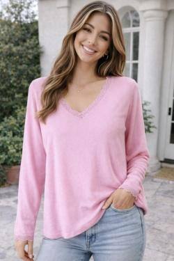 Grossiste Bobo Glam' - Pulls doux ample à bordure à dentelle