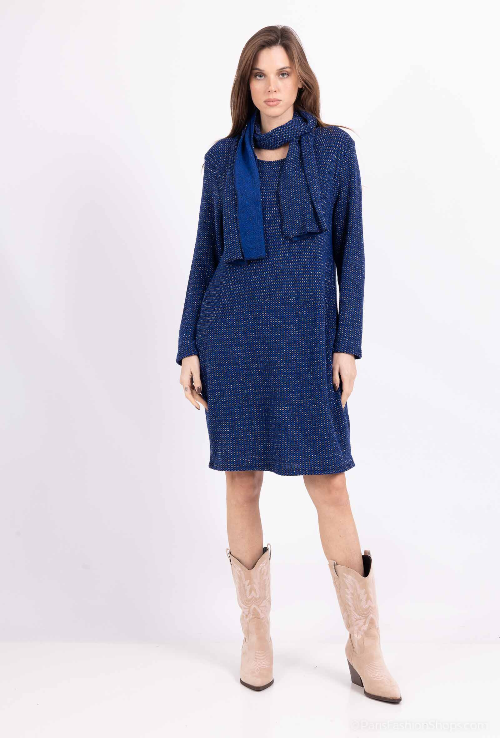 Grossiste Catherine Style - Robe à écharpe doux à lurex coloré