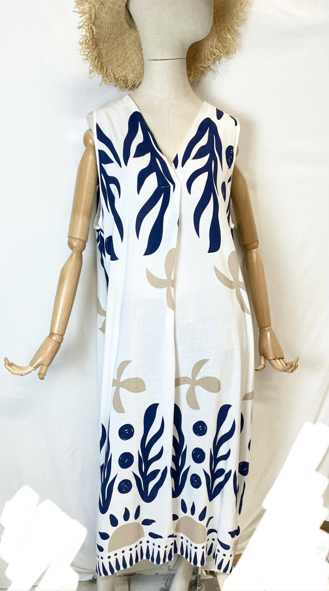 Wholesaler Catherine Style - Fluid tank dress with Mediterranean print