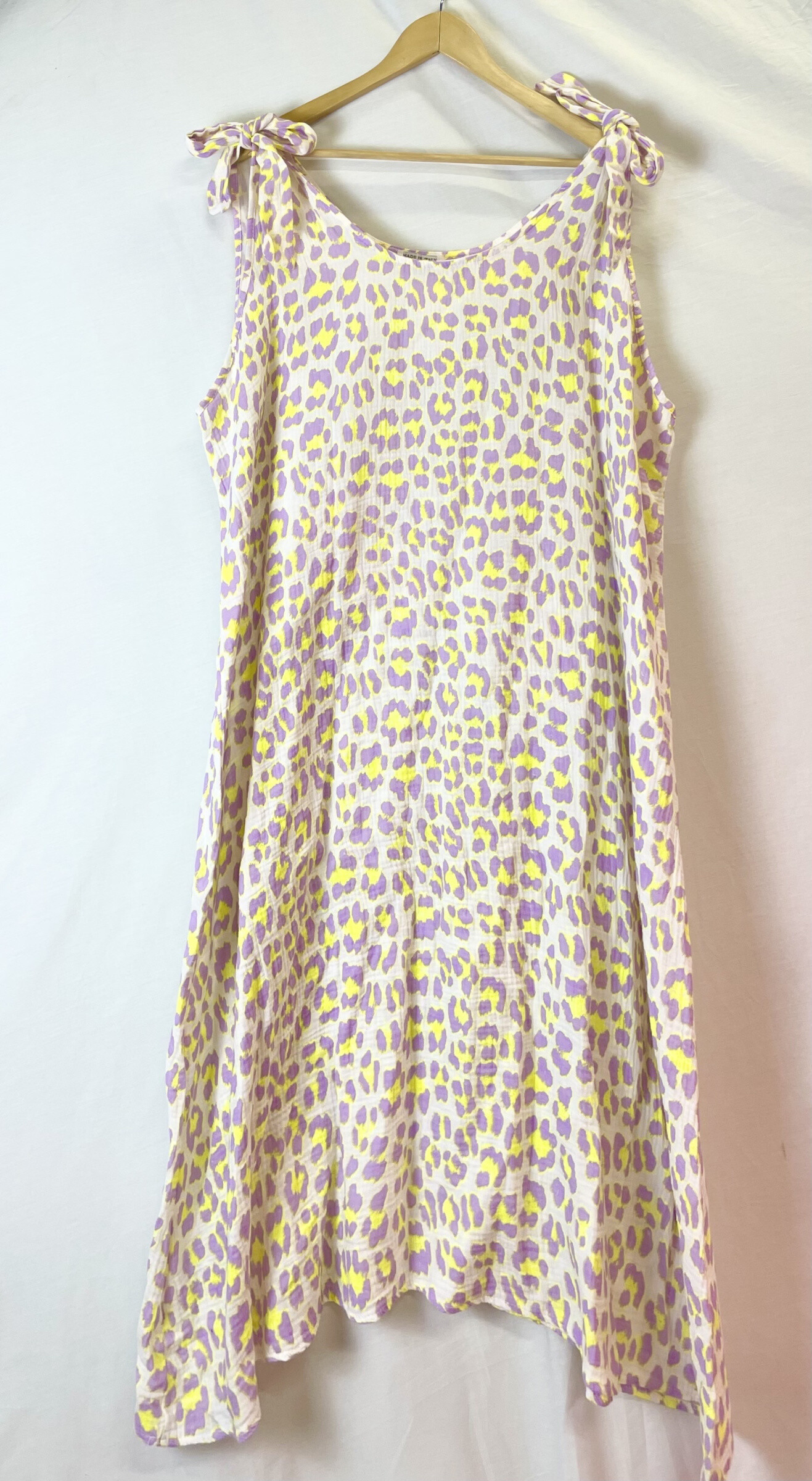 Großhändler Catherine Style - Fluo -Leopard -Druck Baumwoll Gaze Kleid