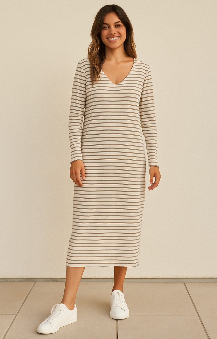 Wholesaler Catherine Style - Sequined striped jersey sweater dress