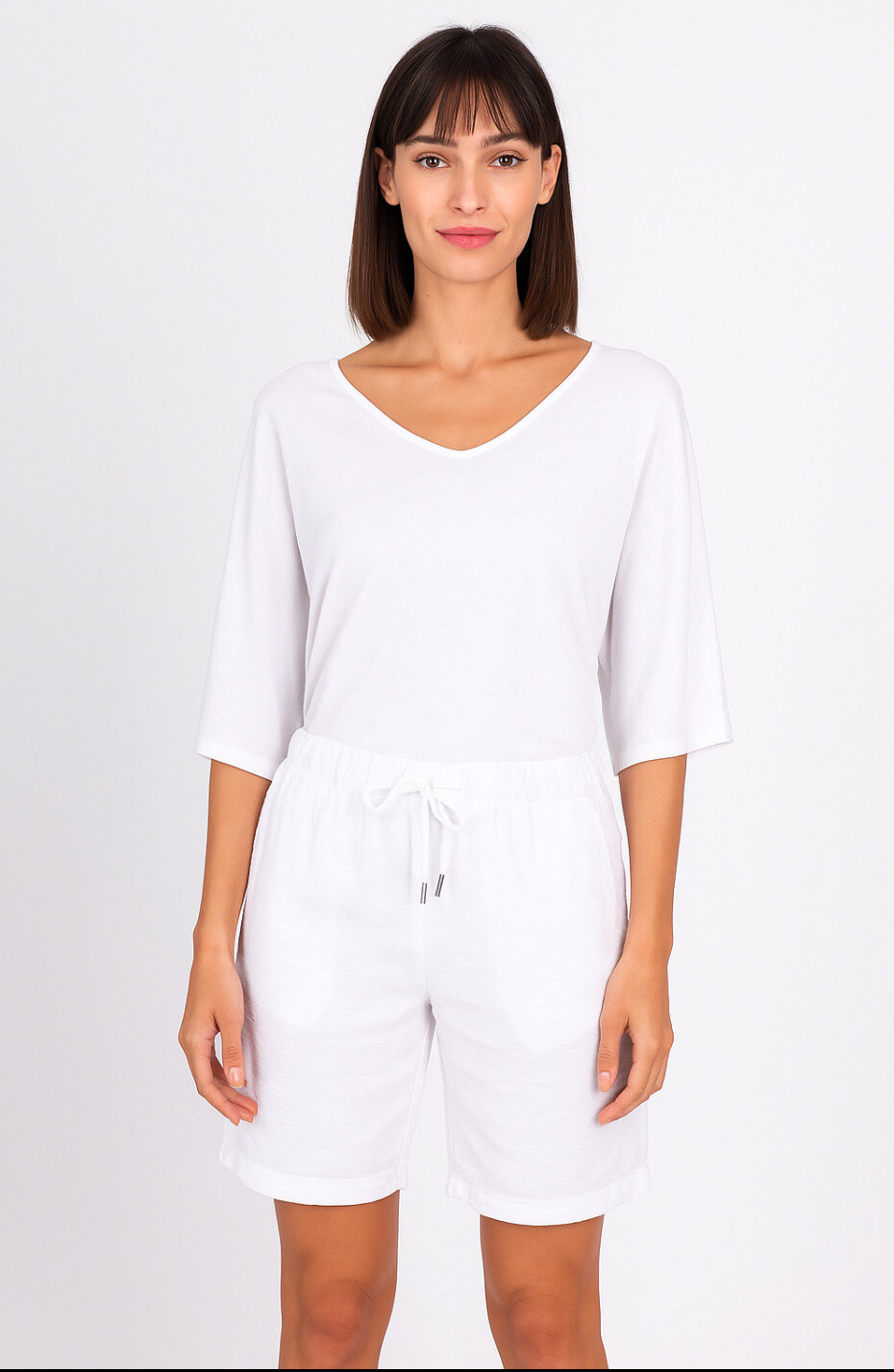 Grossiste Catherine Style - Short décontracté en toile de coton lin pochés