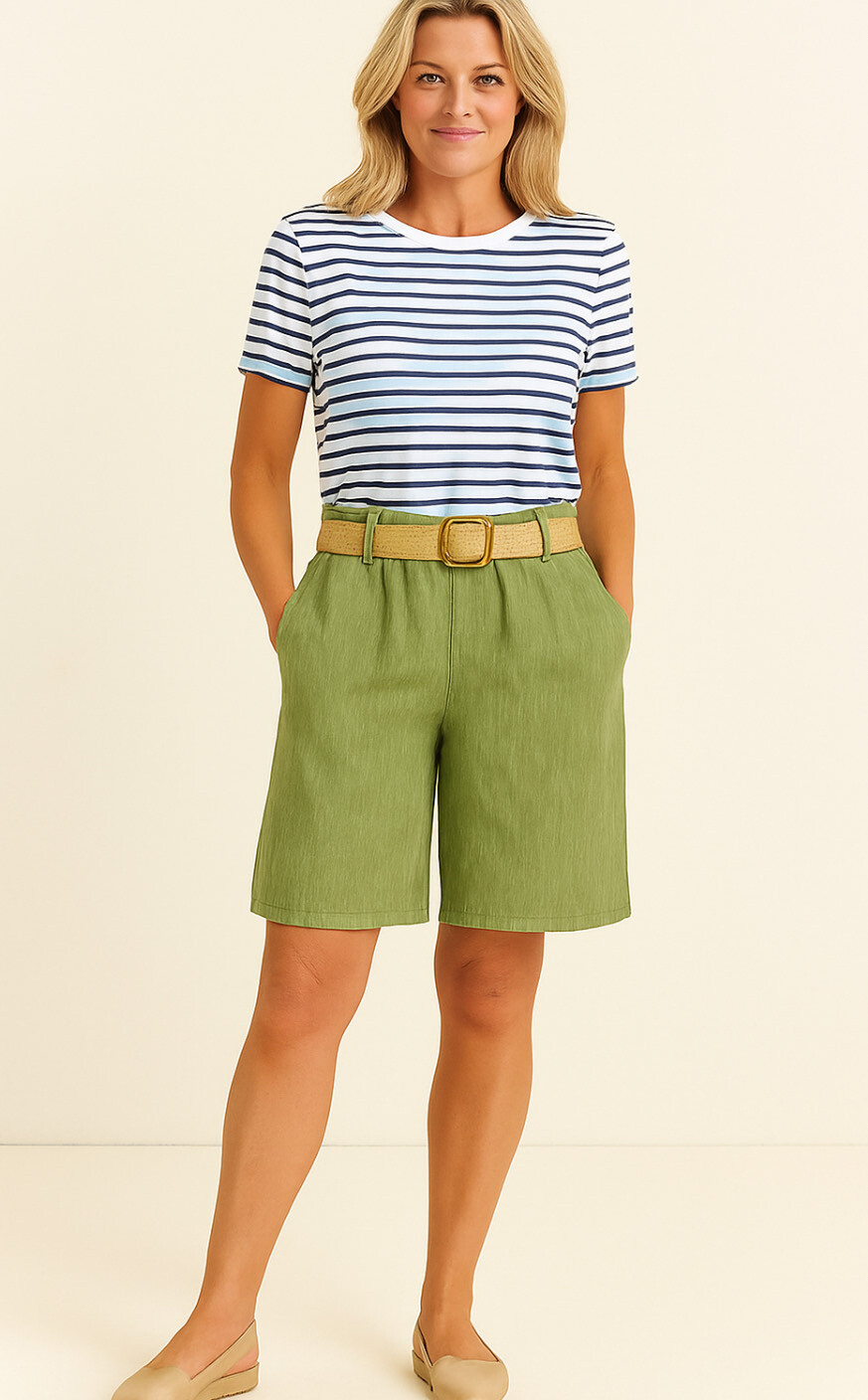 Großhändler Catherine Style - Bermuda-Shorts mit Gürtel