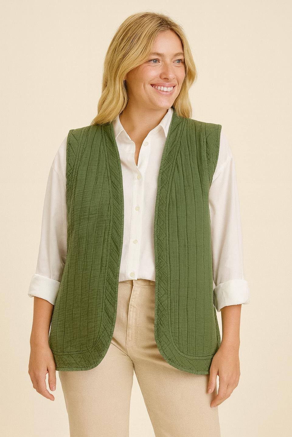 Grossista Catherine Style - Gilet trapuntato in cotone senza maniche