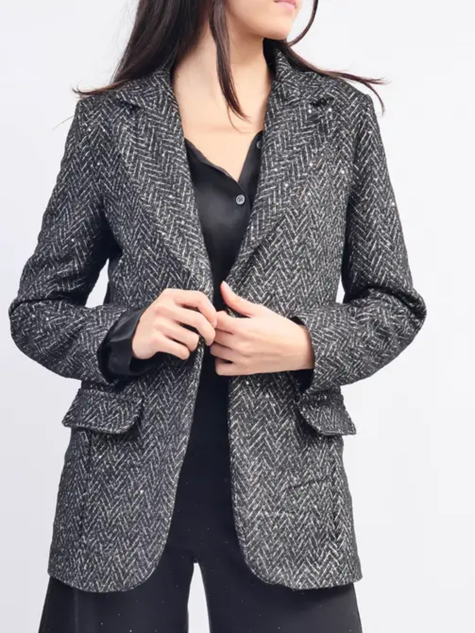 Wholesaler CÉCILE WANG - Herringbone blazer with sequins TDM55320-4