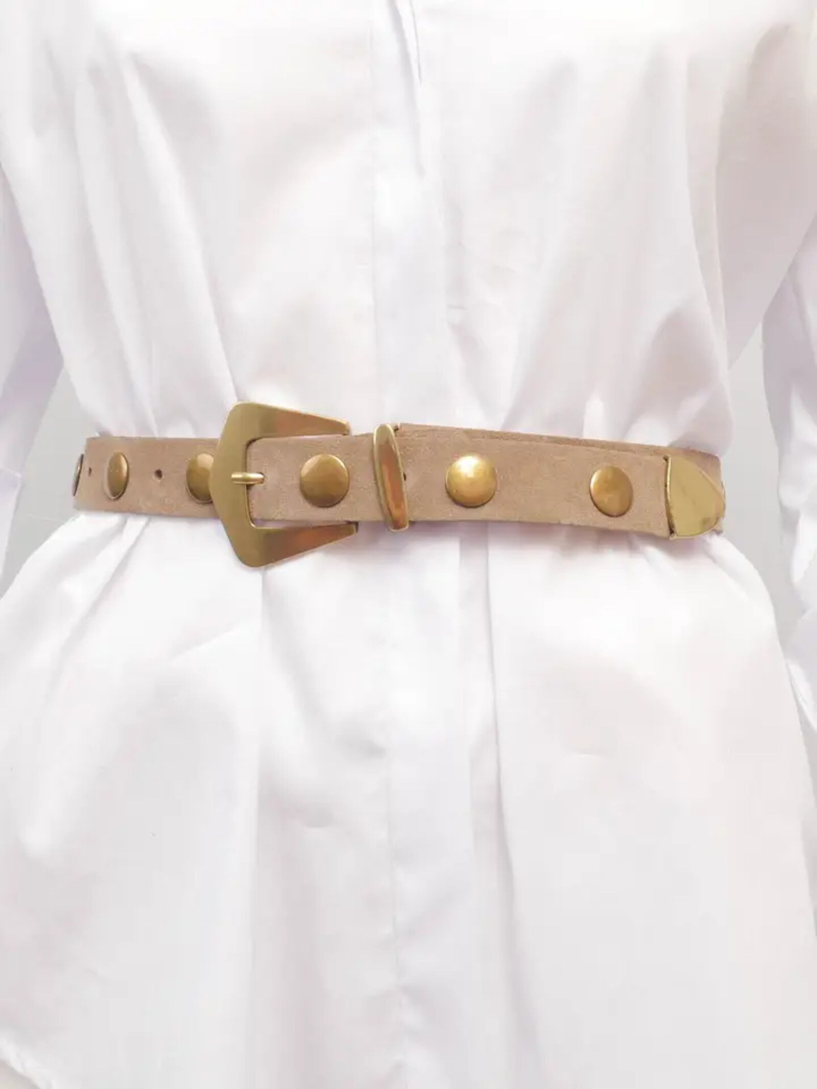 Grossiste CÉCILE WANG - Ceinture en cuir daim cloutée 2,8 cm – BK0133