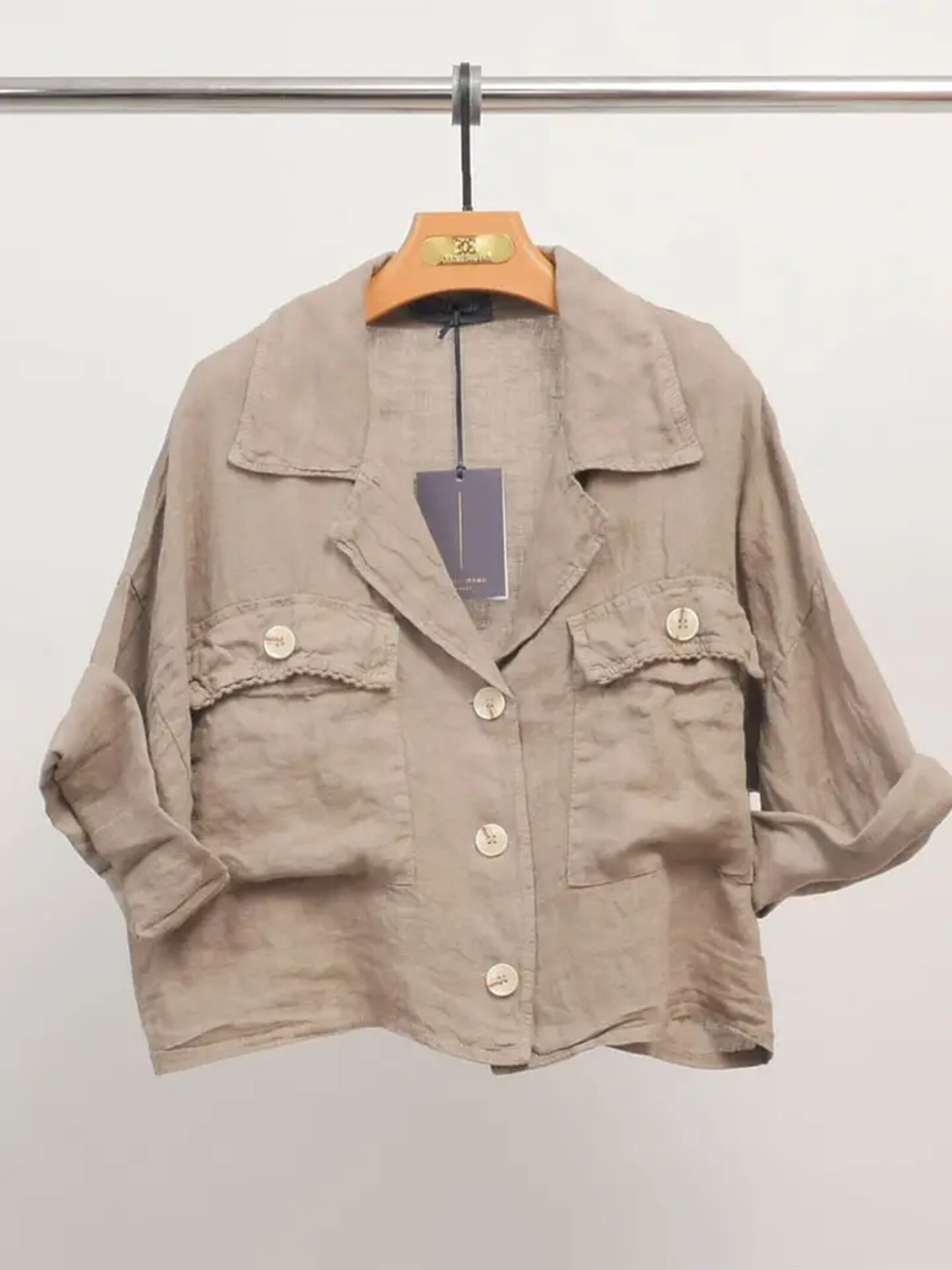 Mayorista Cécile Wang - Camisa de lino con mangas enrolladas YX89382