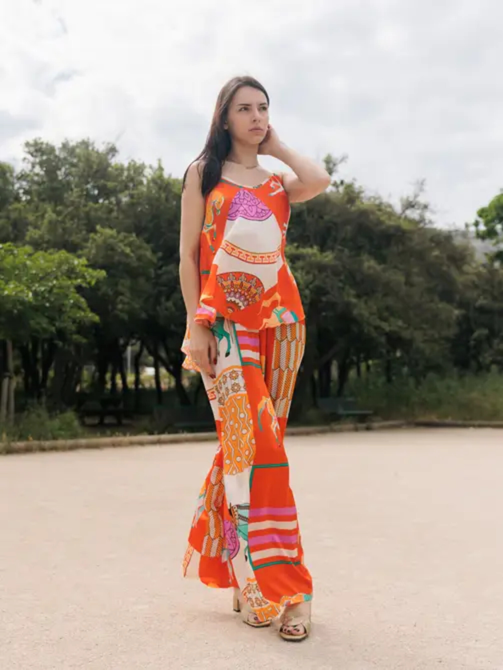 Grossiste Cécile Wang - Débardeur imprimé fluide à bretelles KD9173VS