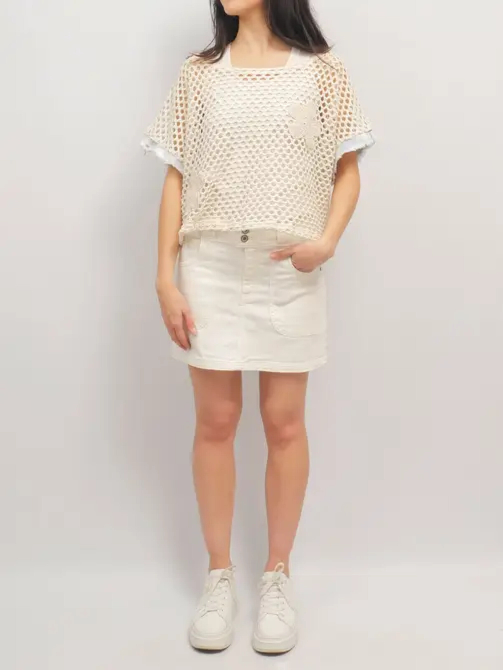 Großhändler Cécile Wang - Minirock mit abgerundeten Taschen aus Stretch-Baumwolle - SD1675
