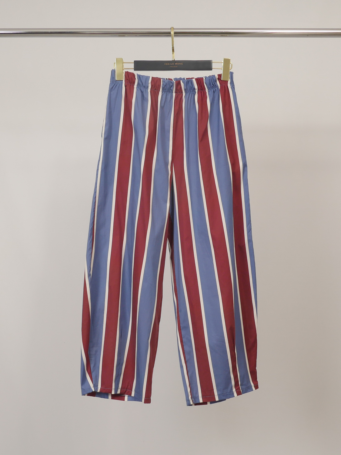 Grossiste CÉCILE WANG - Pantalon rayé en coton stretch à taille élastique TDM67625PC37