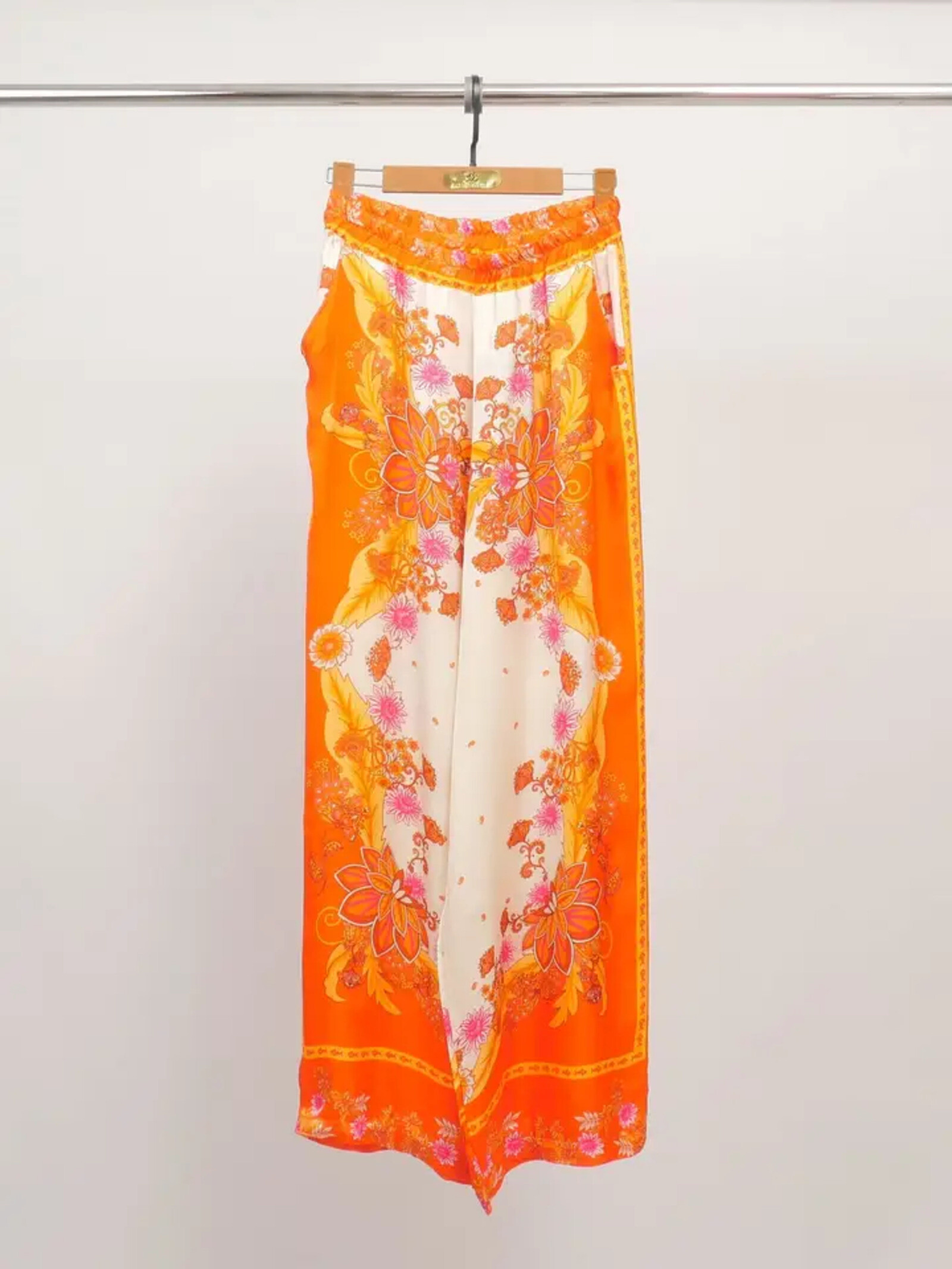 Grossista Cécile Wang - Pantaloni fluidi stampati in satin con foulard
