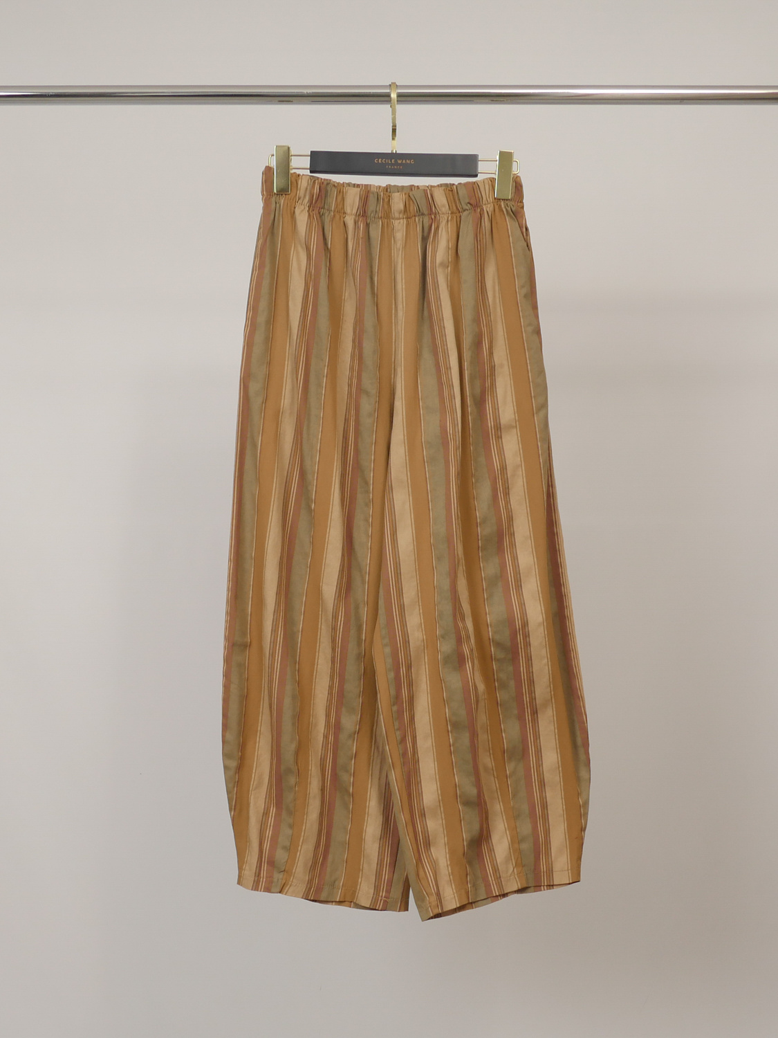Mayorista CÉCILE WANG - Pantalones de algodón elástico a rayas, cintura elástica TDM67625-9