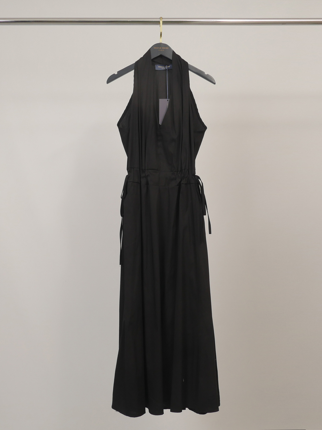 Grossiste CÉCILE WANG - Robe longue en coton mélangé à taille ajustable TDM25526PN-3