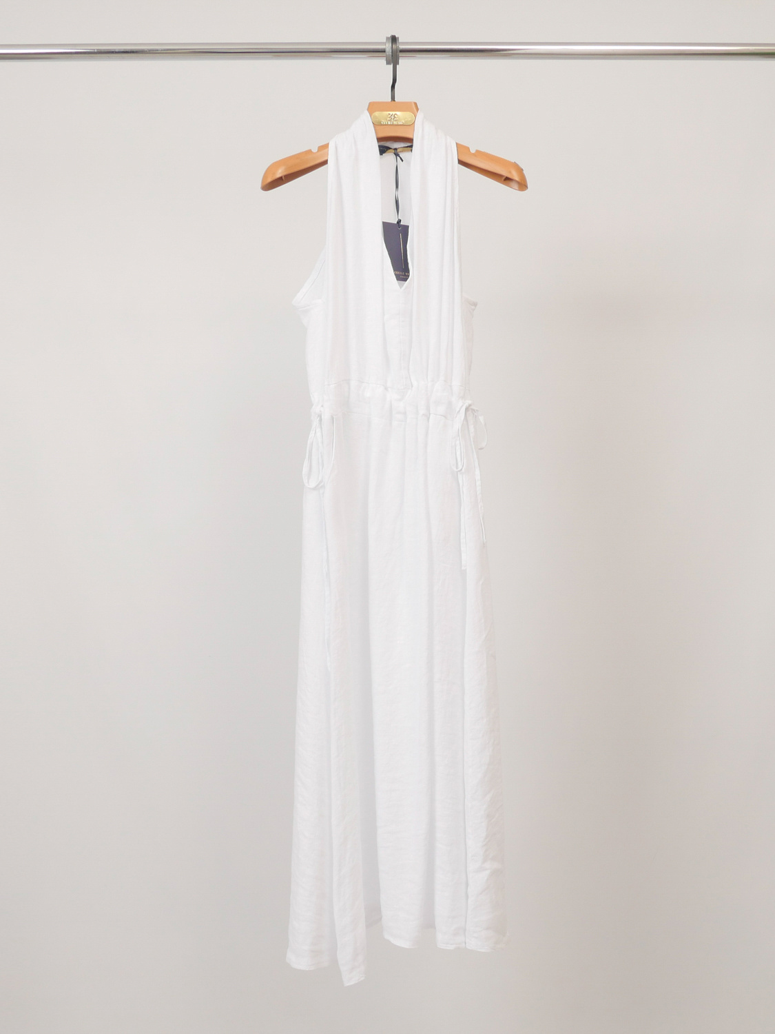 chinese dress ladies Linen wrap dress white main image 1