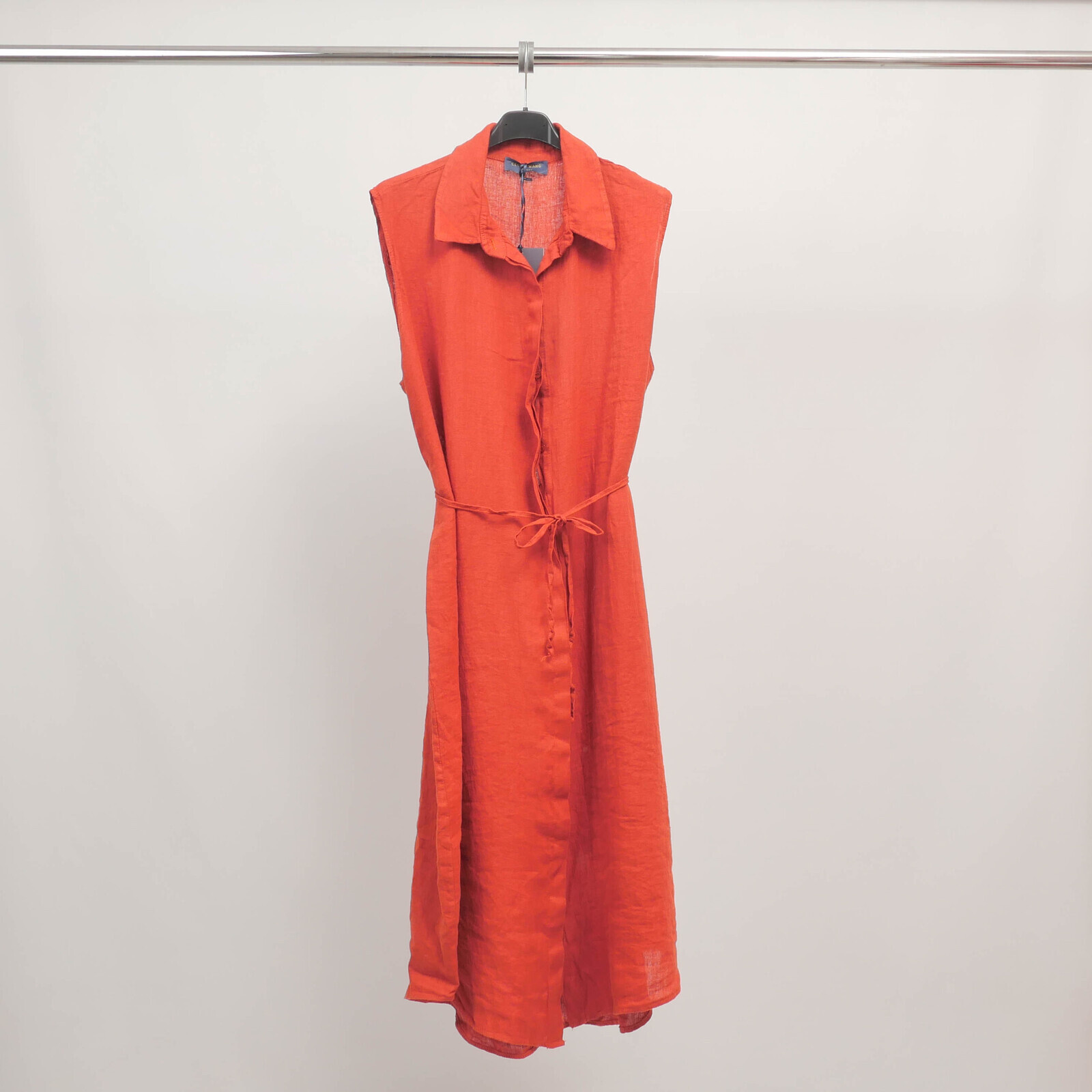 Großhändler Cécile Wang - Ärmelloses Leinenhemdkleid TDM58225