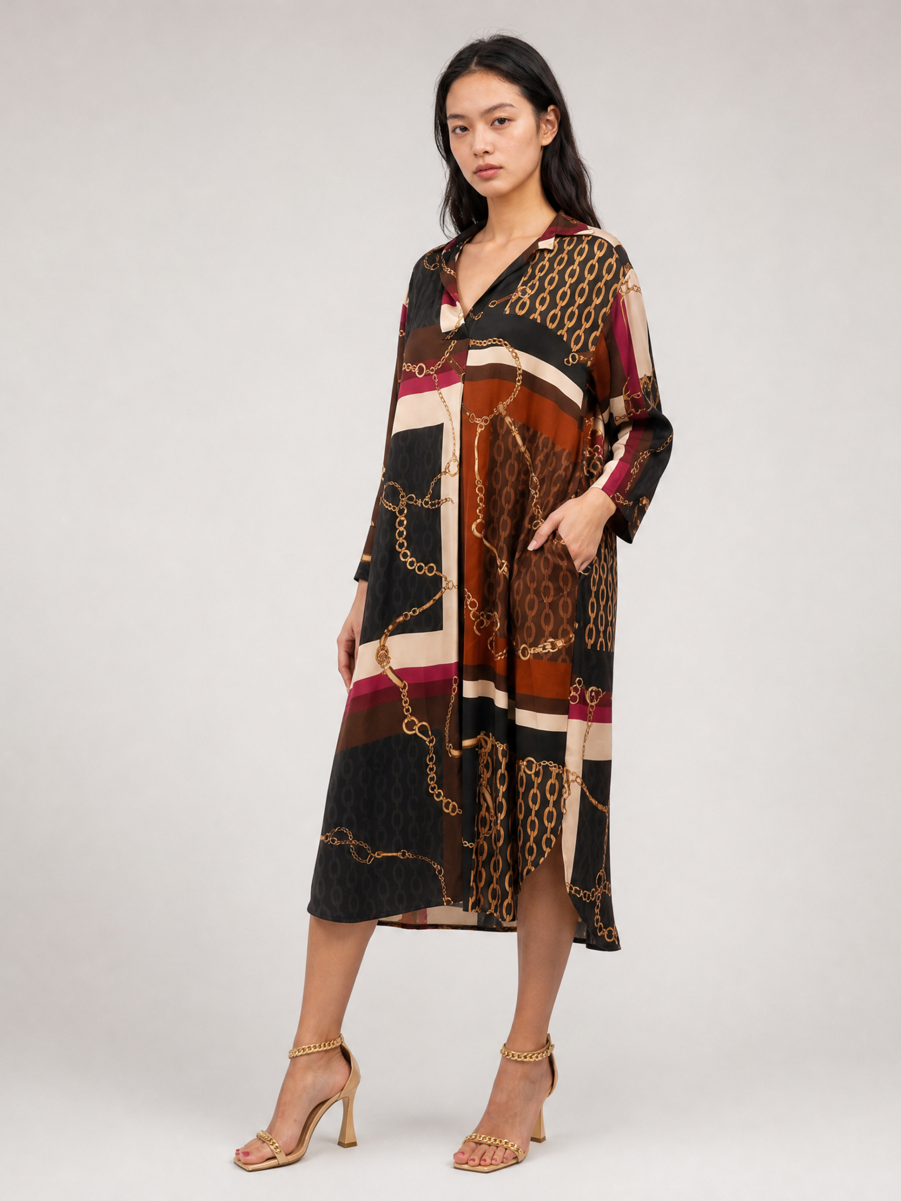 Grossista CÉCILE WANG - Abito in raso con stampa a catene – KD6120VS-28
