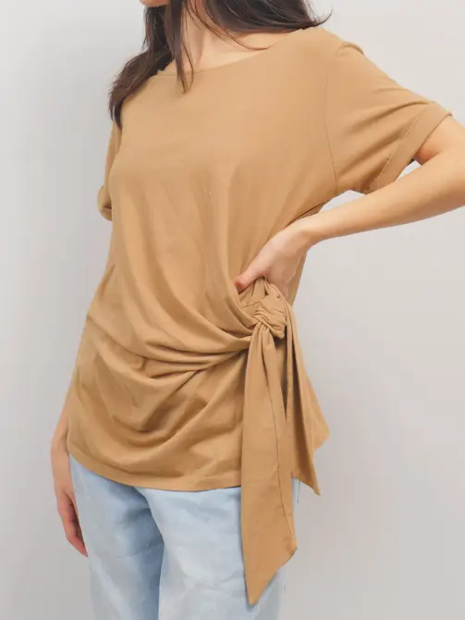 Großhändler Cécile Wang - Seitengebundenes Stretch-Baumwoll-T-Shirt - TDM26925