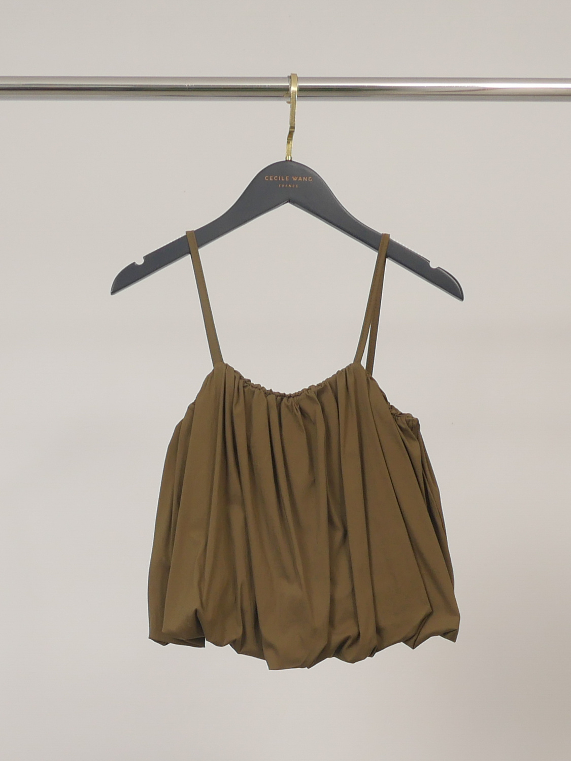 Puffy cropped top in cotton blend with thin straps TDM58026