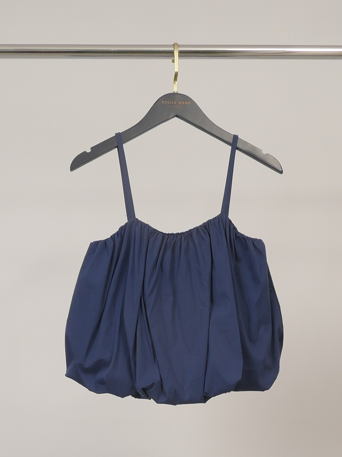 Puffy cropped top in cotton blend with thin straps TDM58026