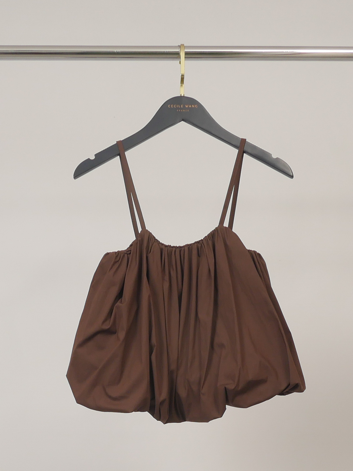 トップス litmus Her Praha Gathered puffy top Puffy cropped top in cotton blend with thin straps TDM58026