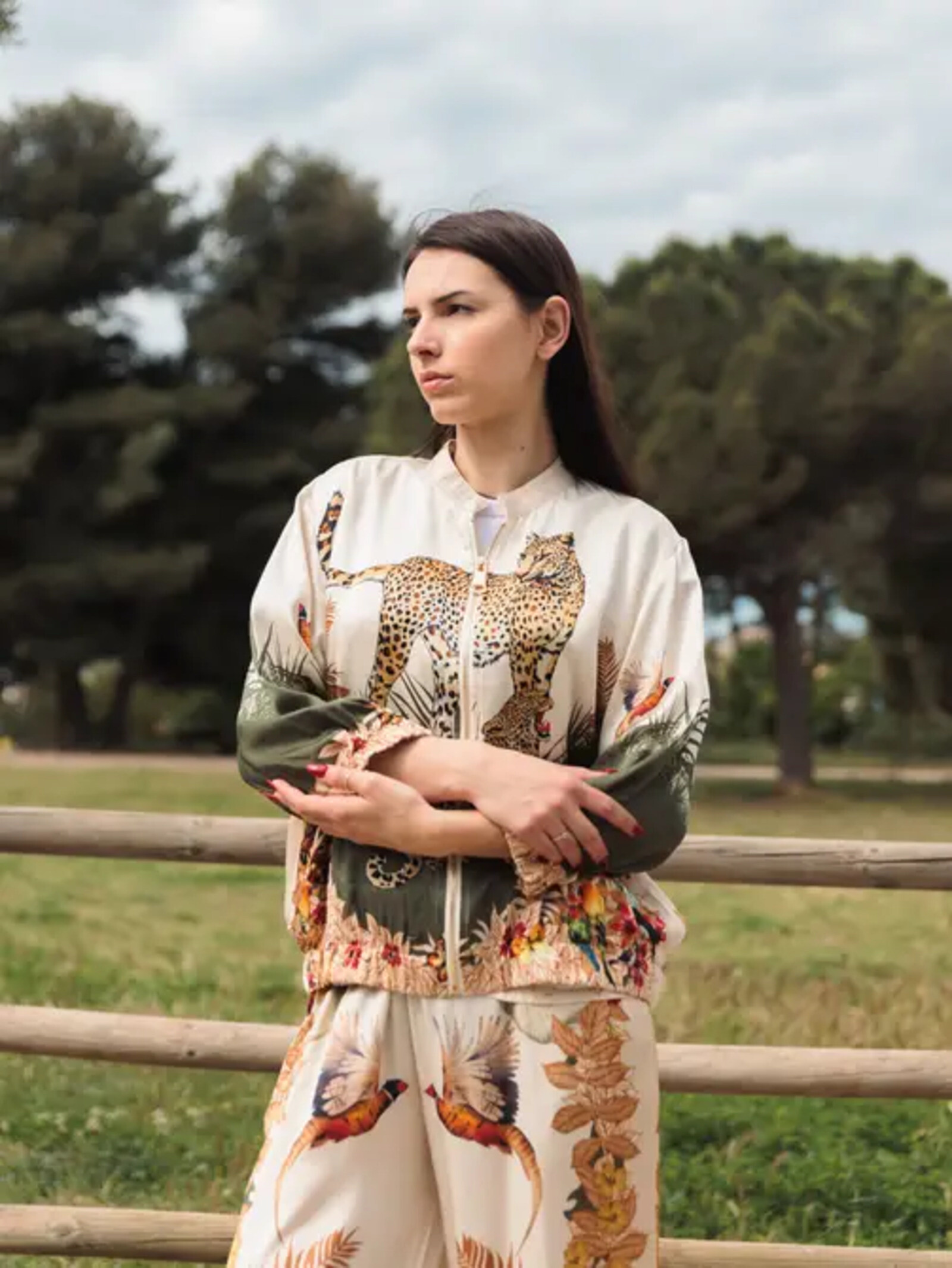 Grossista Cécile Wang - Giacca con stampa leopardata della giungla KD8830VS