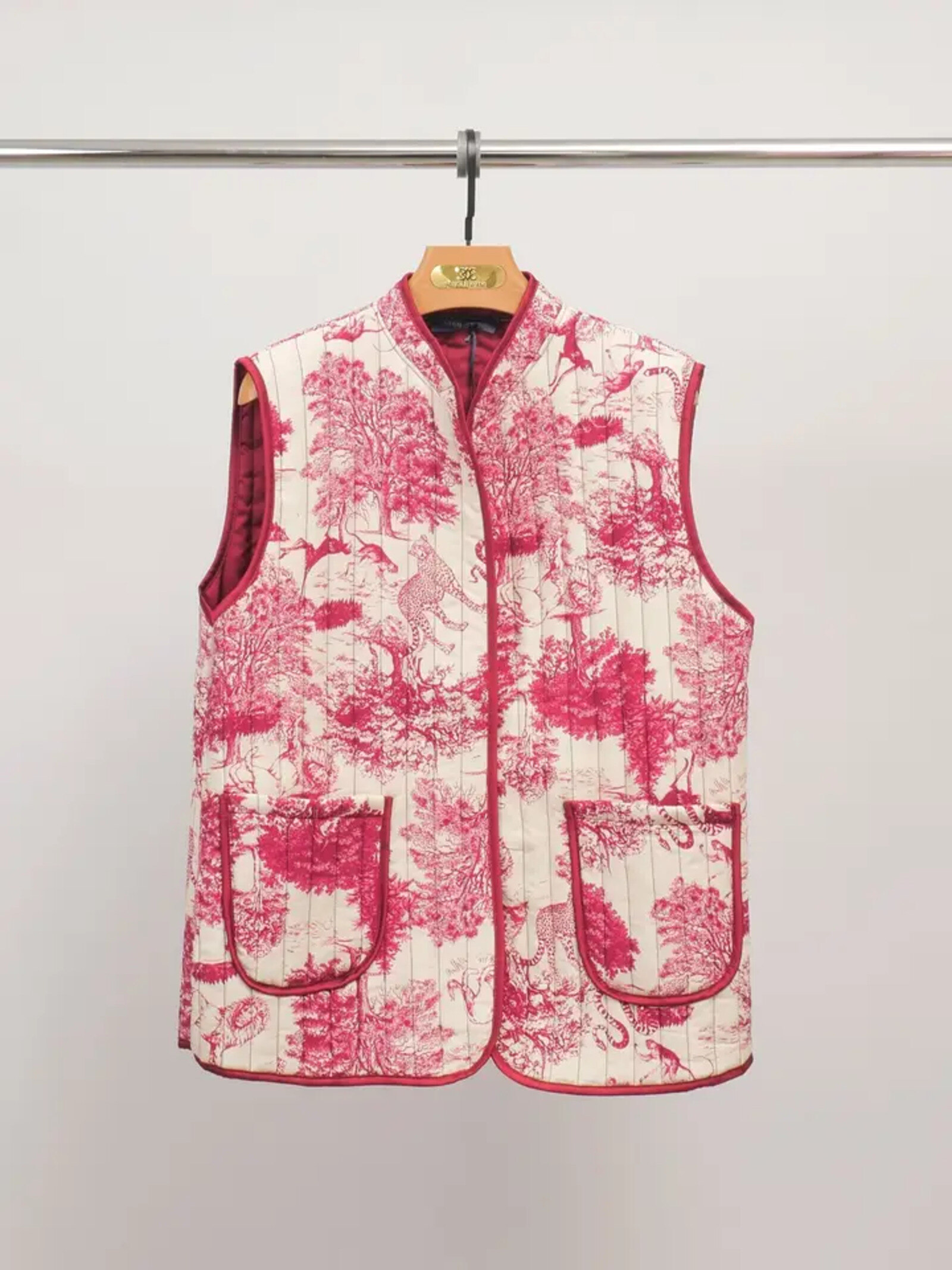 Grossista Cécile Wang - Gilet trapuntato senza maniche stampa giungla KD7293-2