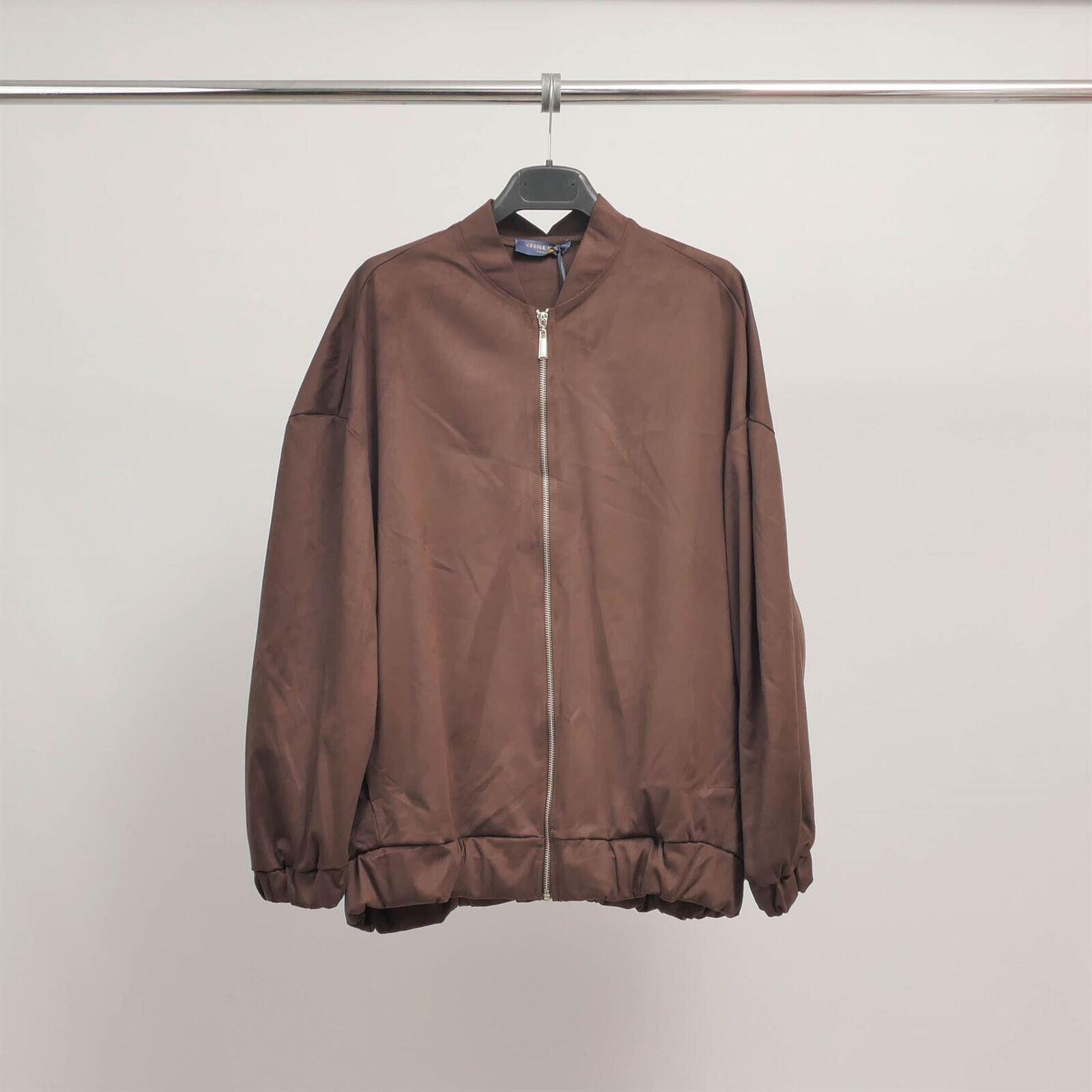 Grossista Cécile Wang - Giacca con collo a bomber e zip in camoscio TDM09323-9