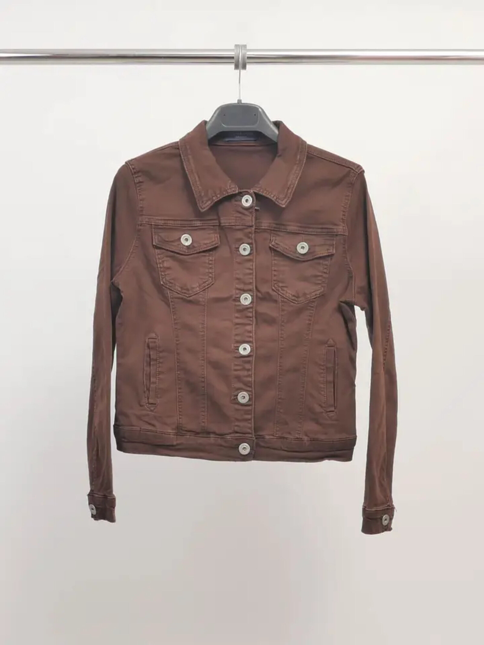 Grossista Cécile Wang - Giacca in cotone elasticizzato marrone SD6292