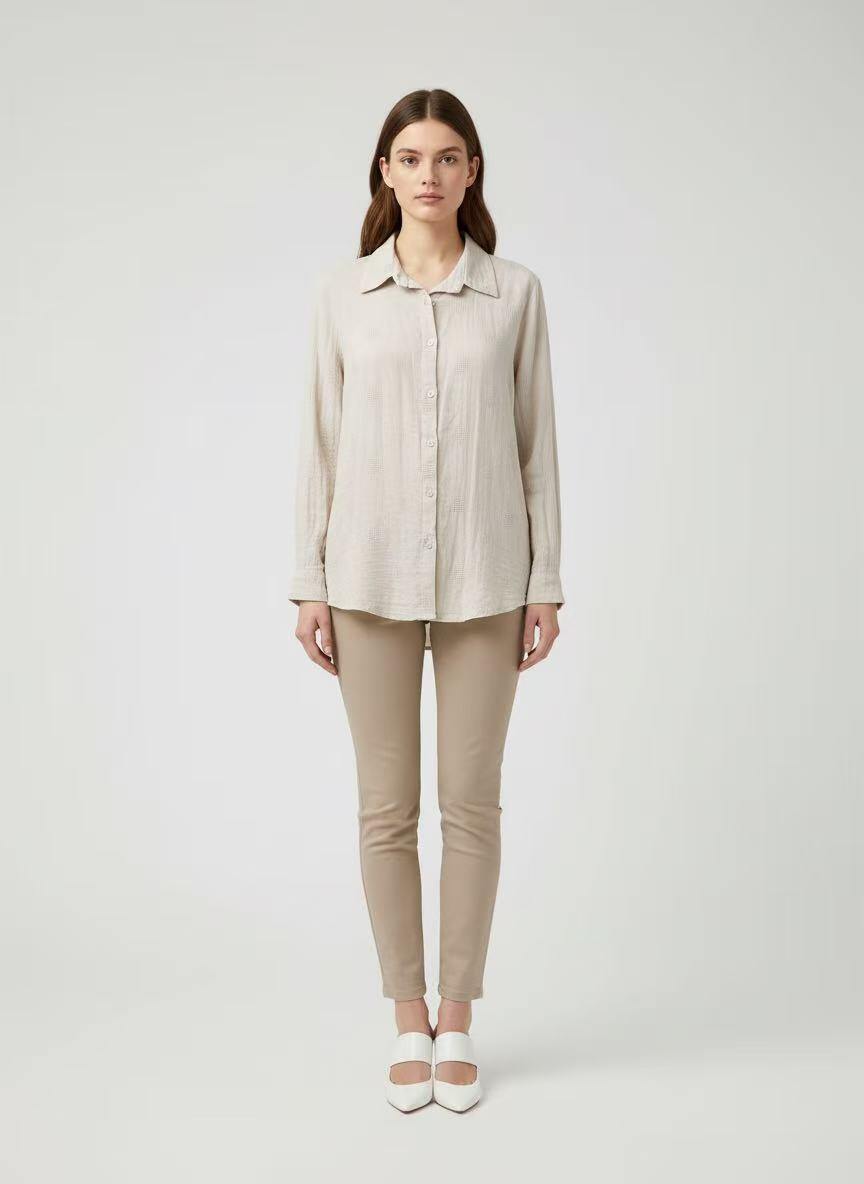 Grossista CEM - CAMICIA LINO COTONE EFFETTO STRAPPATO
