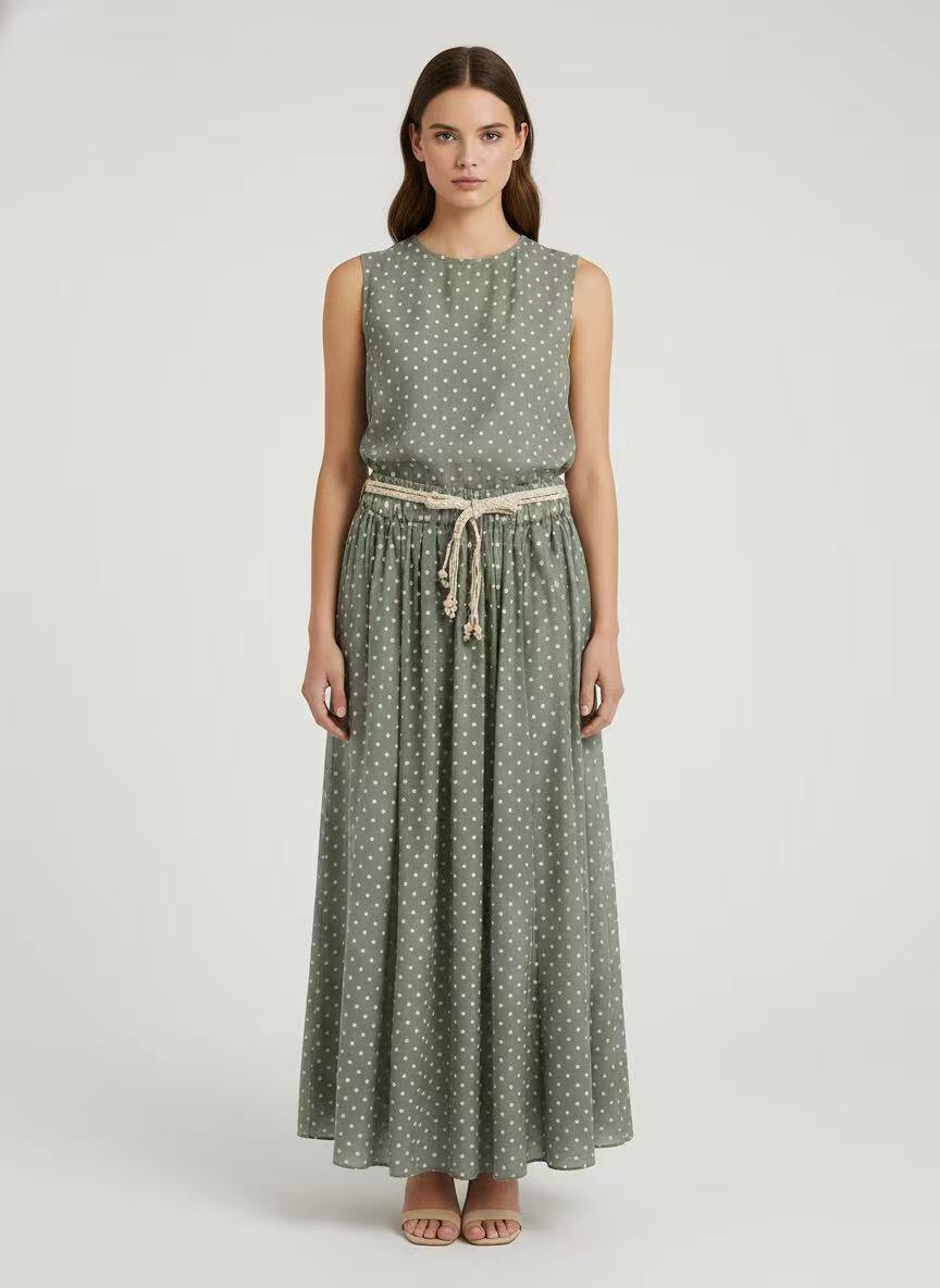Wholesaler CEM - WASHED DYED POLKA DOT TENCEL SKIRT