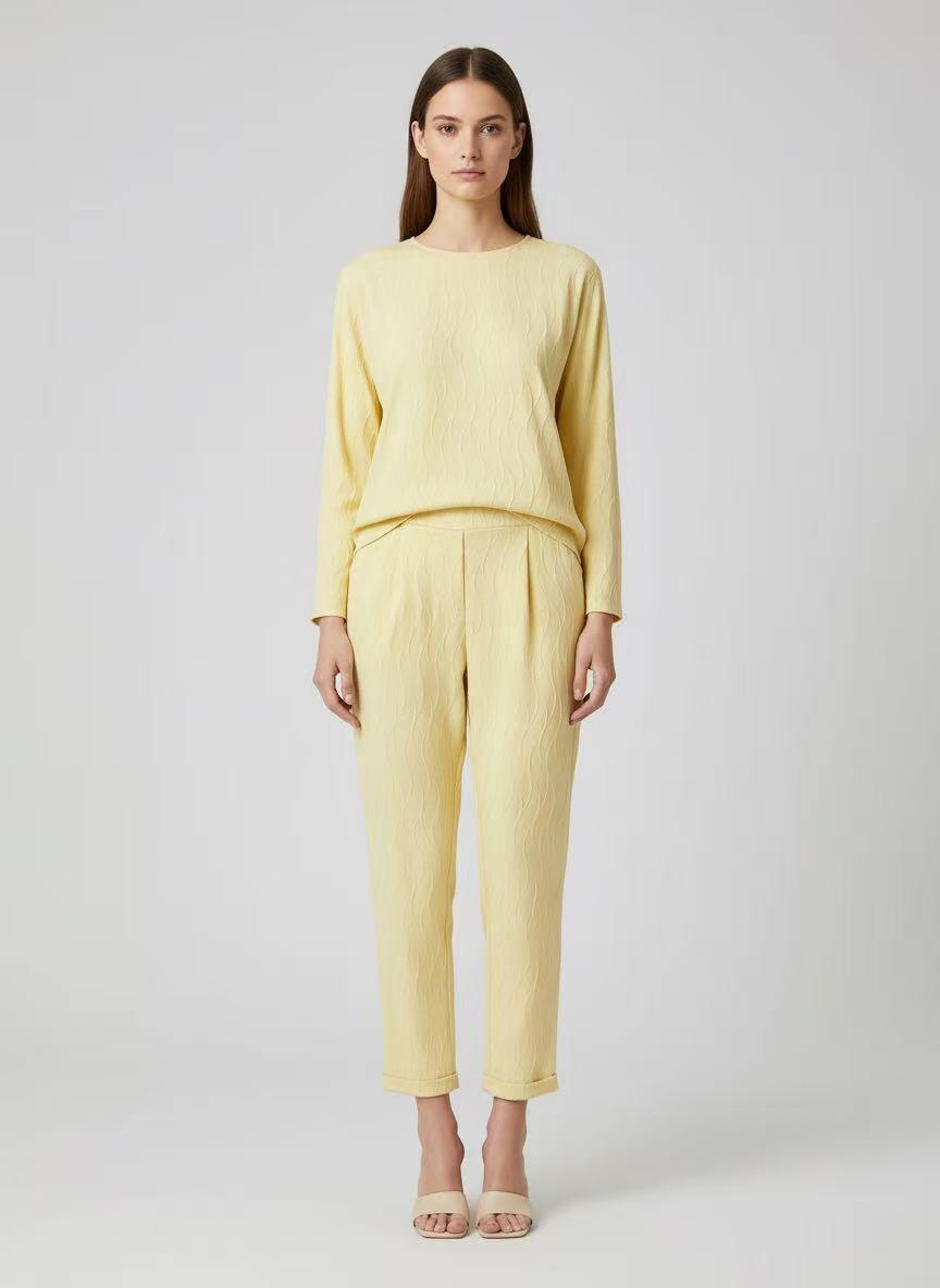Grossiste CEM - PANTALON PUNTOMILANO EFFET PLISSÉ ONDULÉ