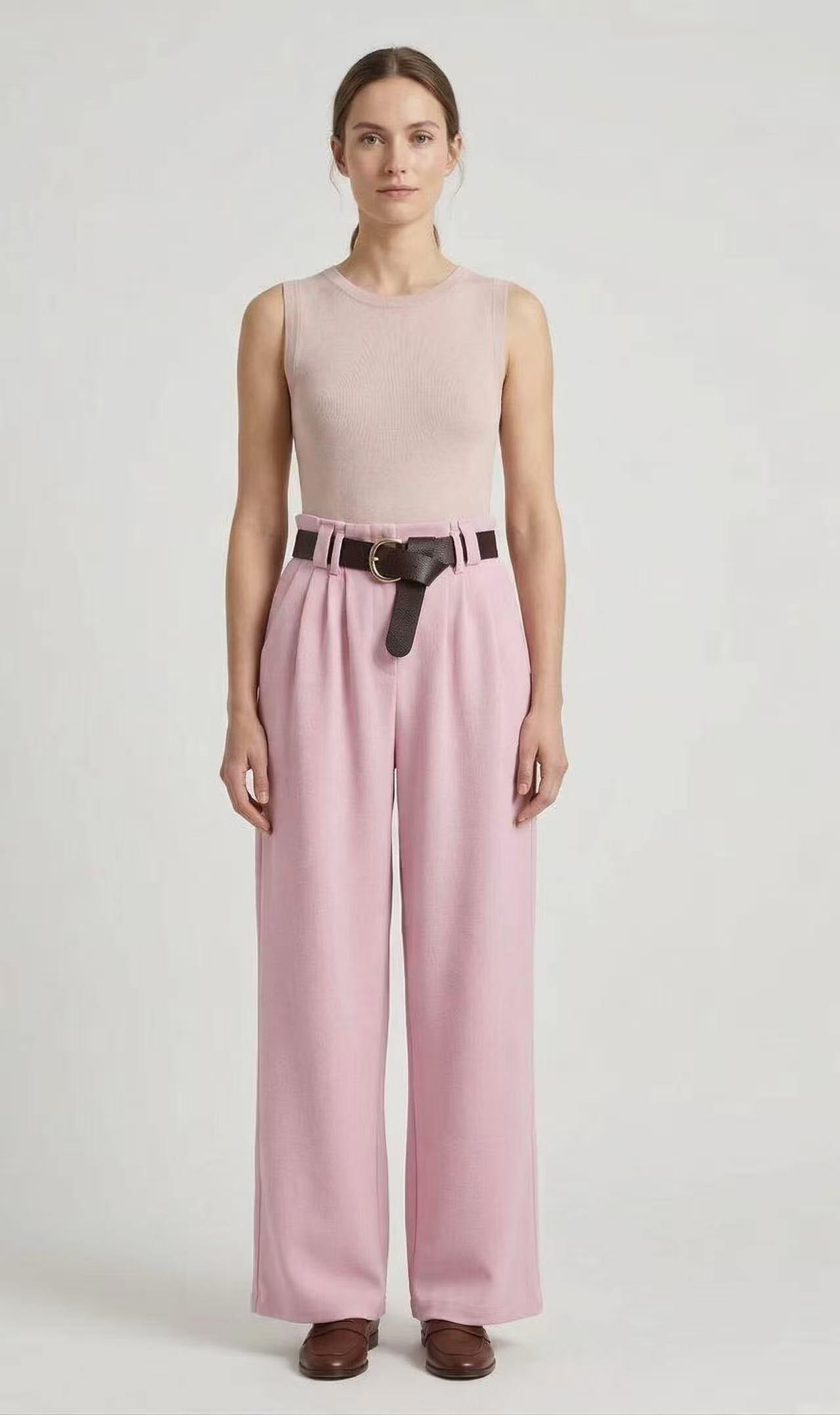 Grossista CEM - PANTALONE PALAZZO IN COTONE CON CINTURA ACCESSORIO