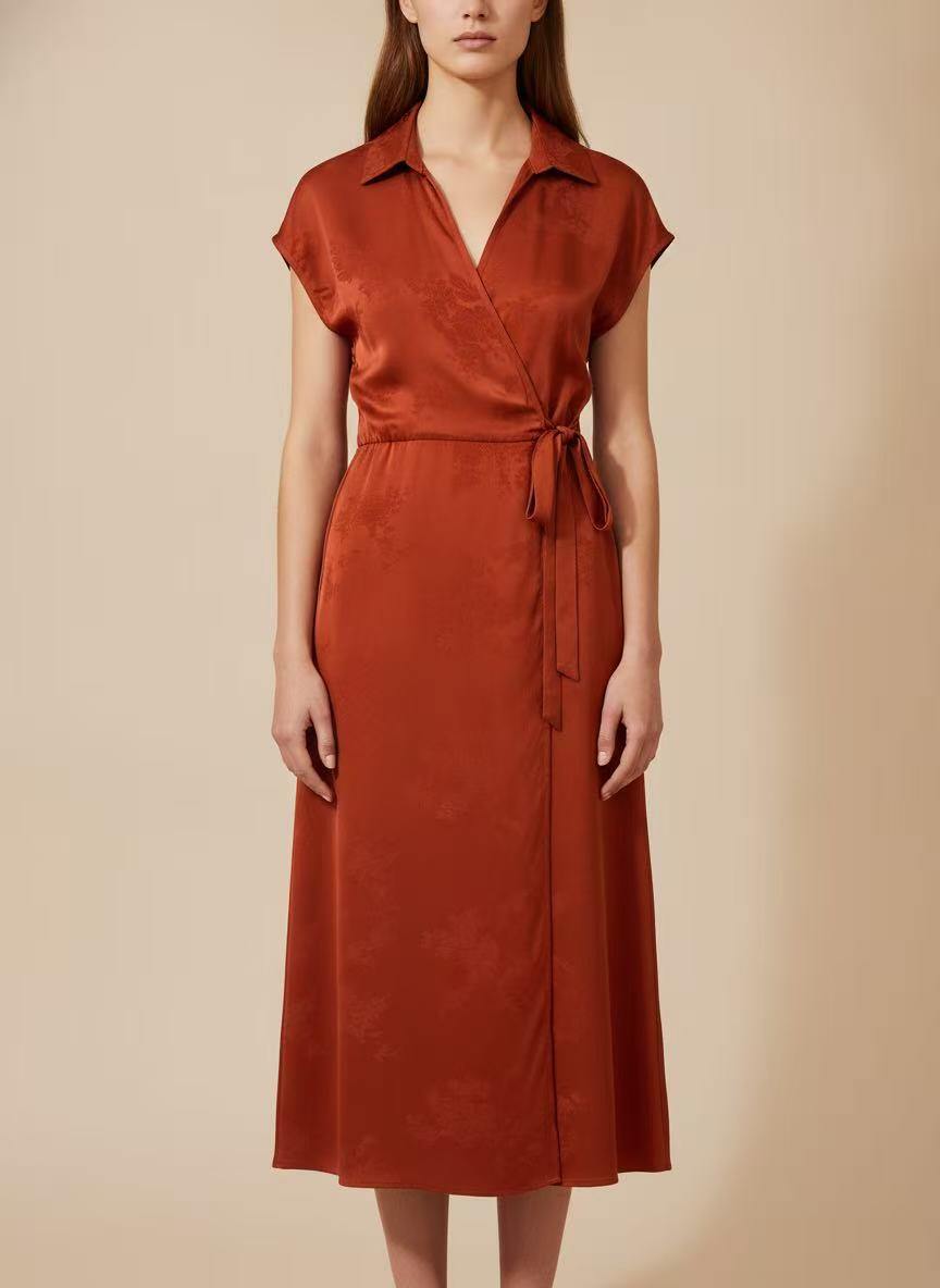 Wholesaler CEM - SATIN DRESS WITH EMBROIDERY