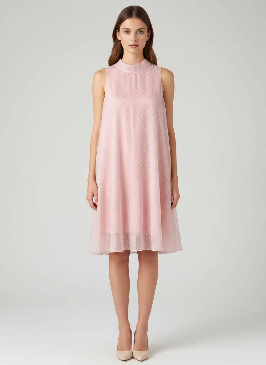 Wholesaler CEM - SLEEVELESS DRESS IN PRINTED TENCEL POLKA DOTS