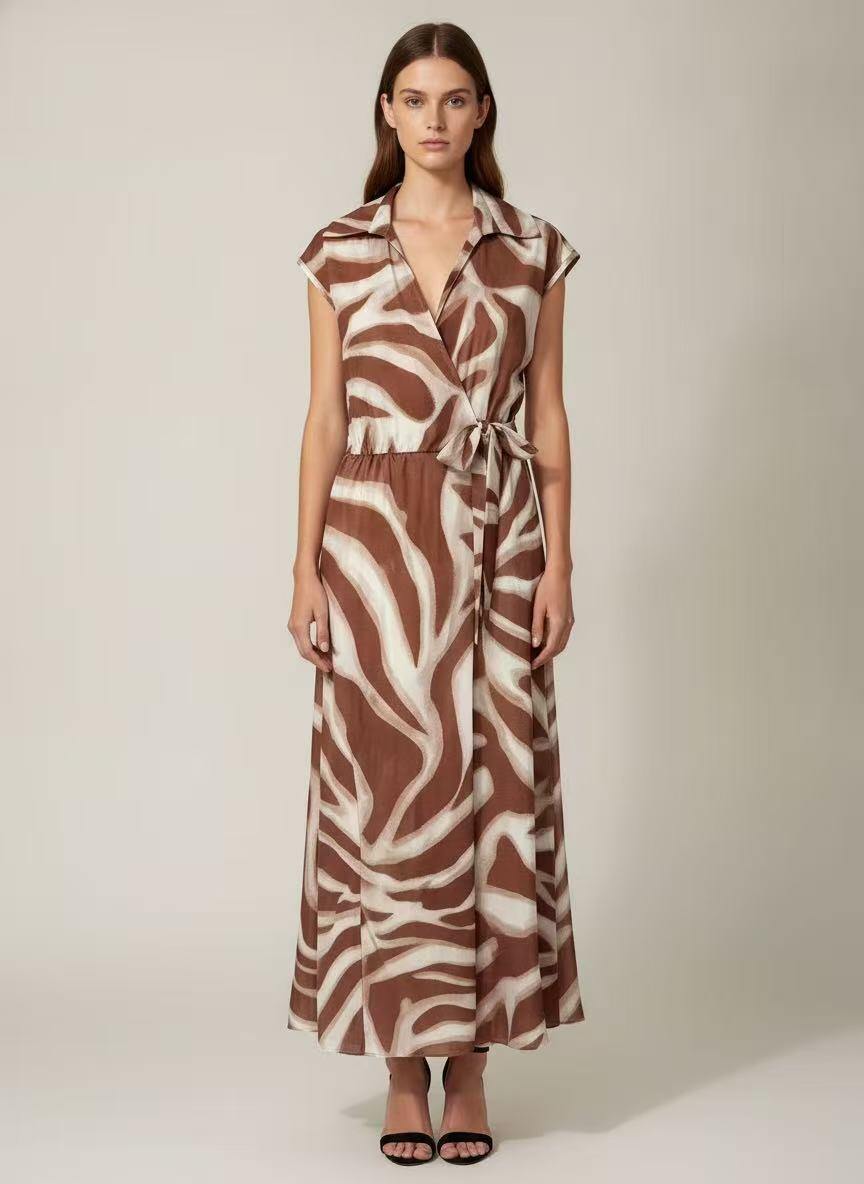 Wholesaler CEM - PRINTED TENCEL DRESS WITH SIDE BOW