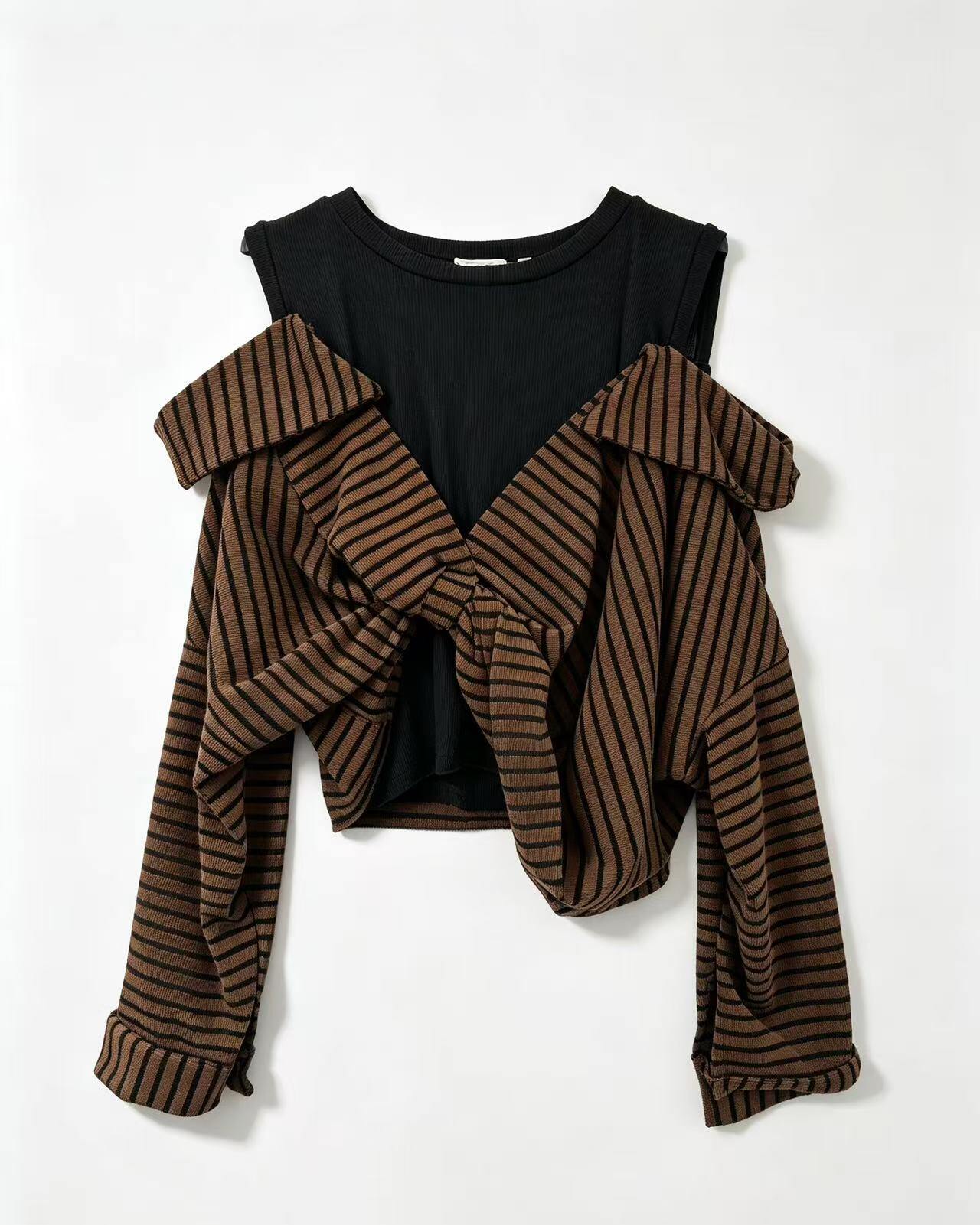 Wholesaler CEM - STRIPED KNIT TIE SWEATER