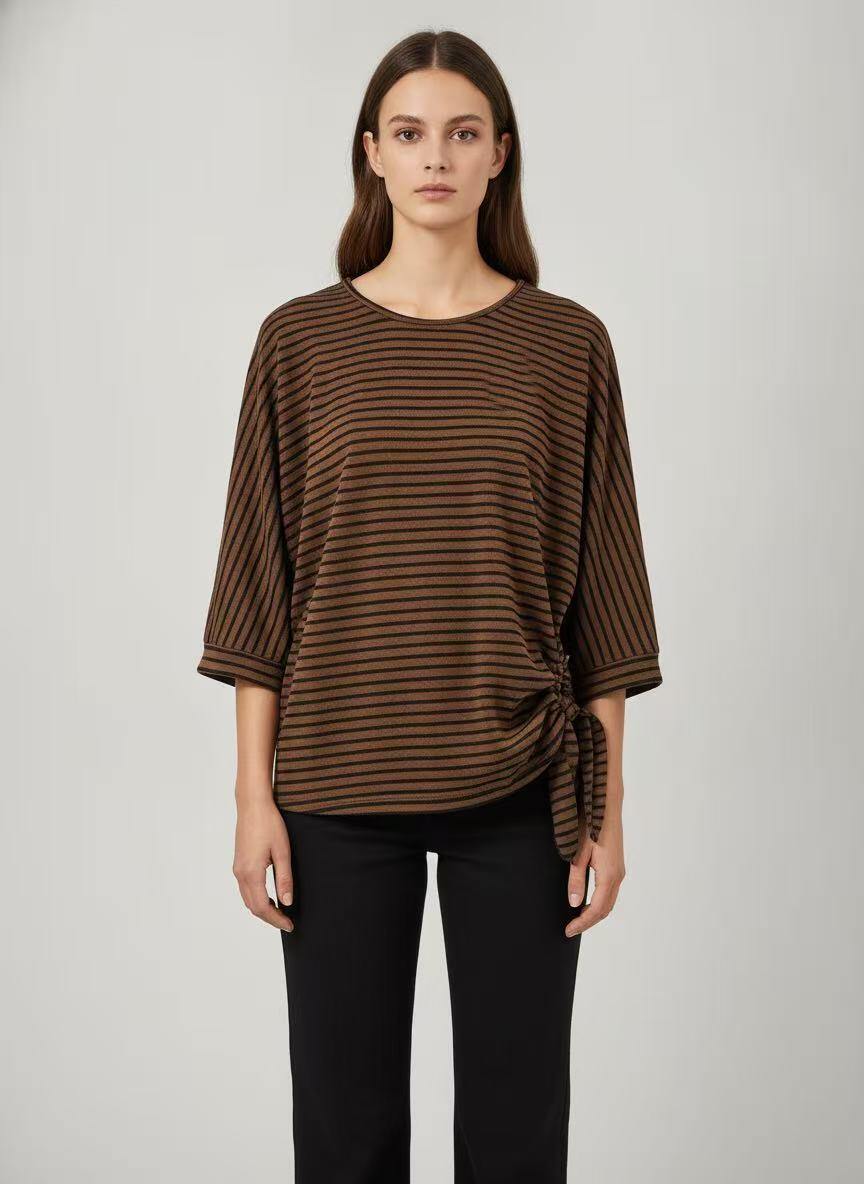Wholesaler CEM - STRIPED KNIT SWEATER WITH SIDE KNOT