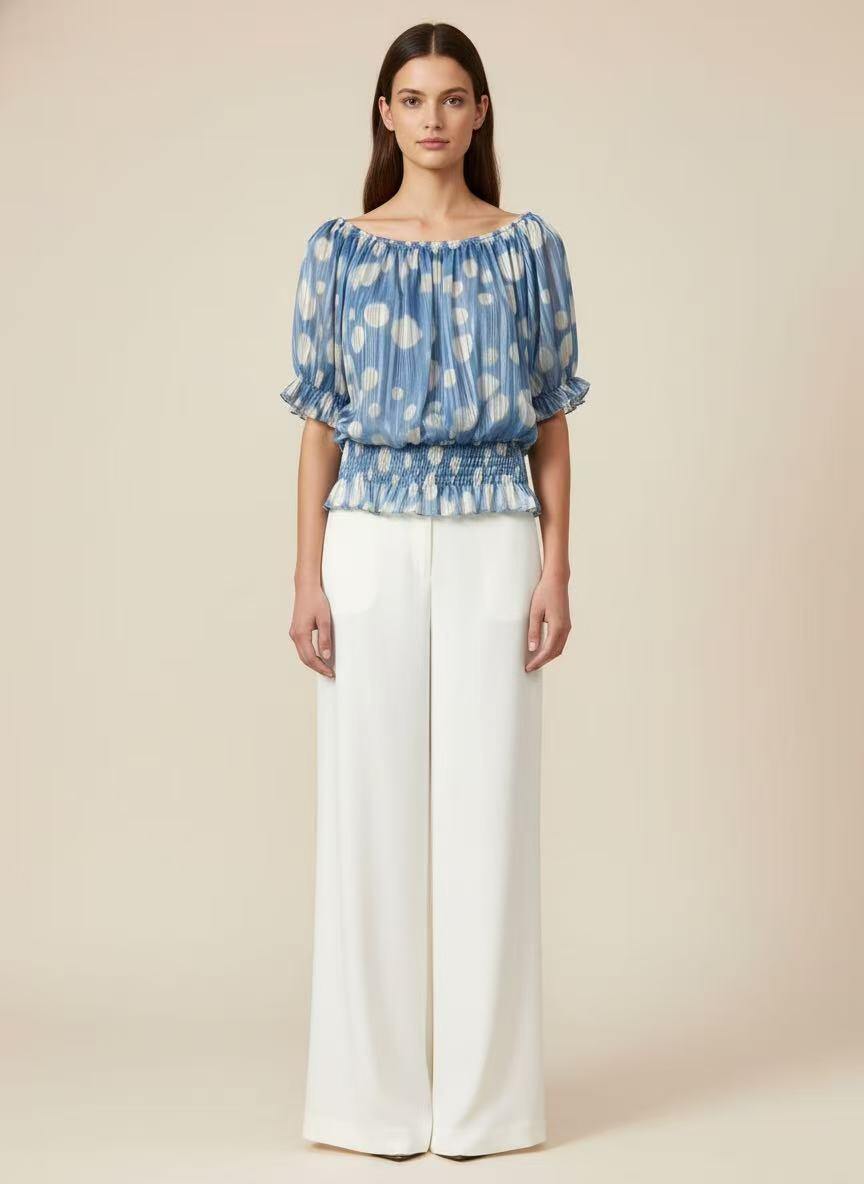 Wholesaler CEM - PRINTED GEORGETTE TOP WITH LUREX BASE AND ELASTIC UNDERNEATH