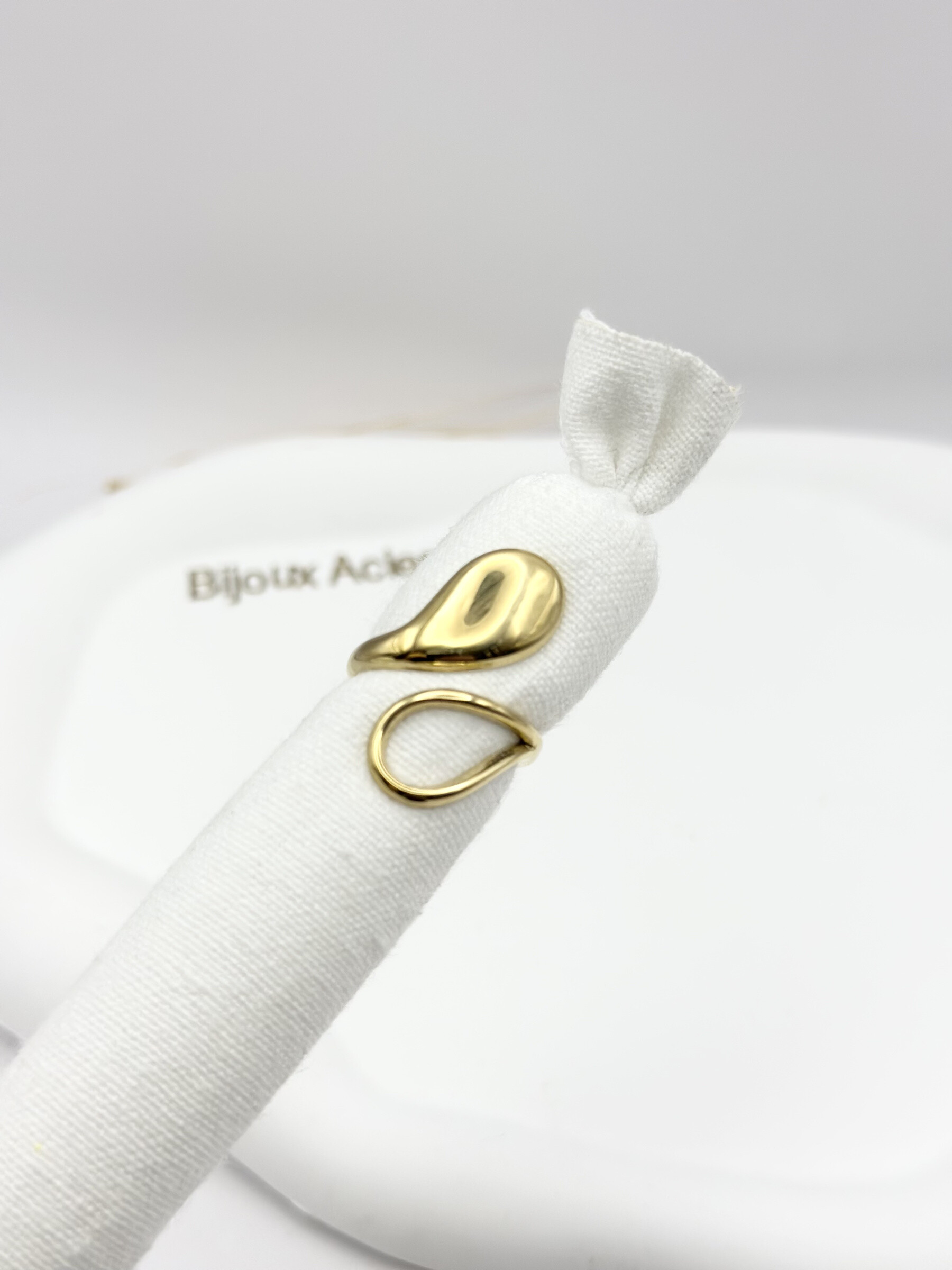 Grossiste Ceramik - Bague Goutte Dorée – Acier Inoxydable Réglable