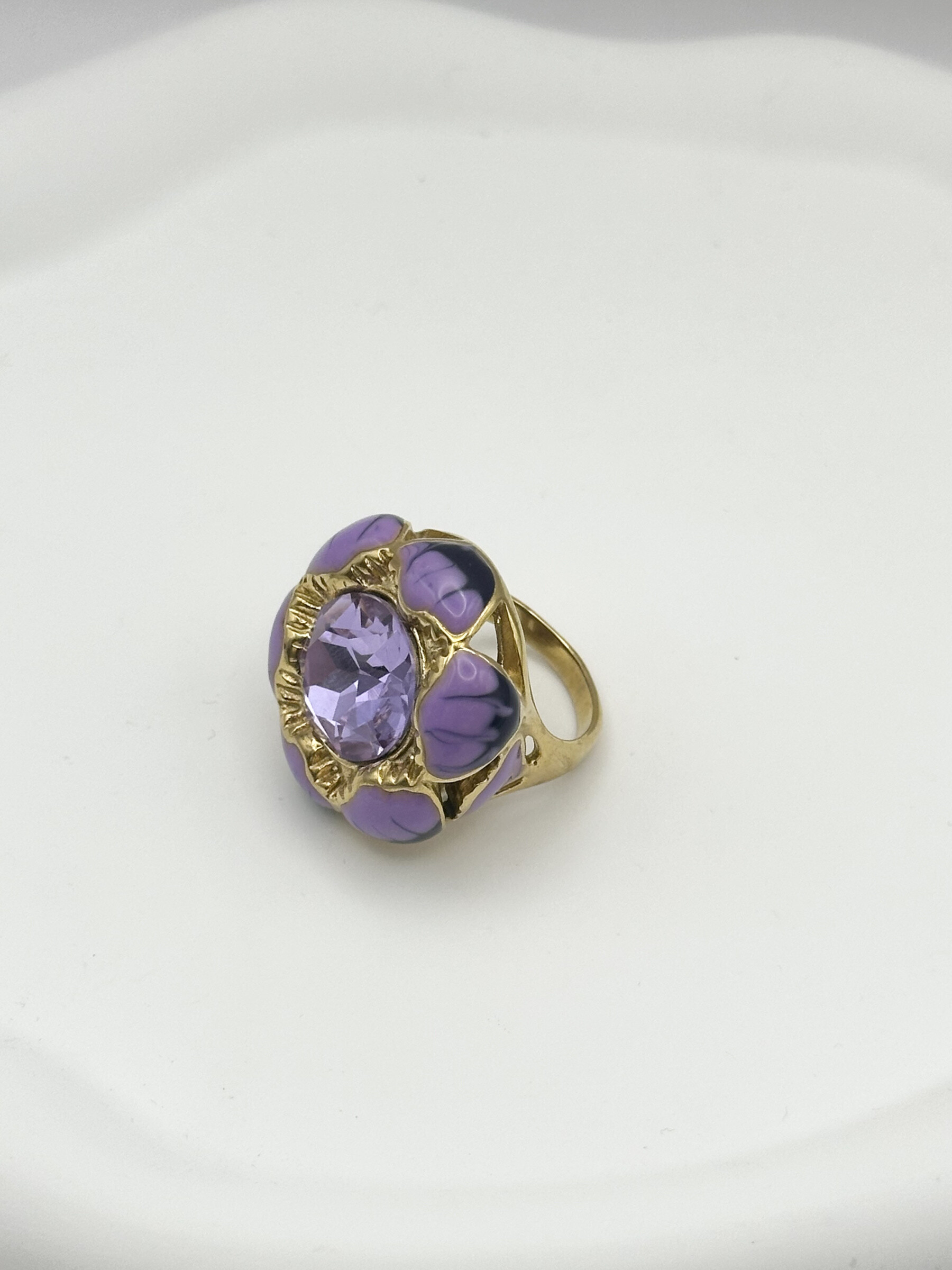 Grossiste Ceramik - Bague en Émail et Acier Inoxydable – Violet Doré